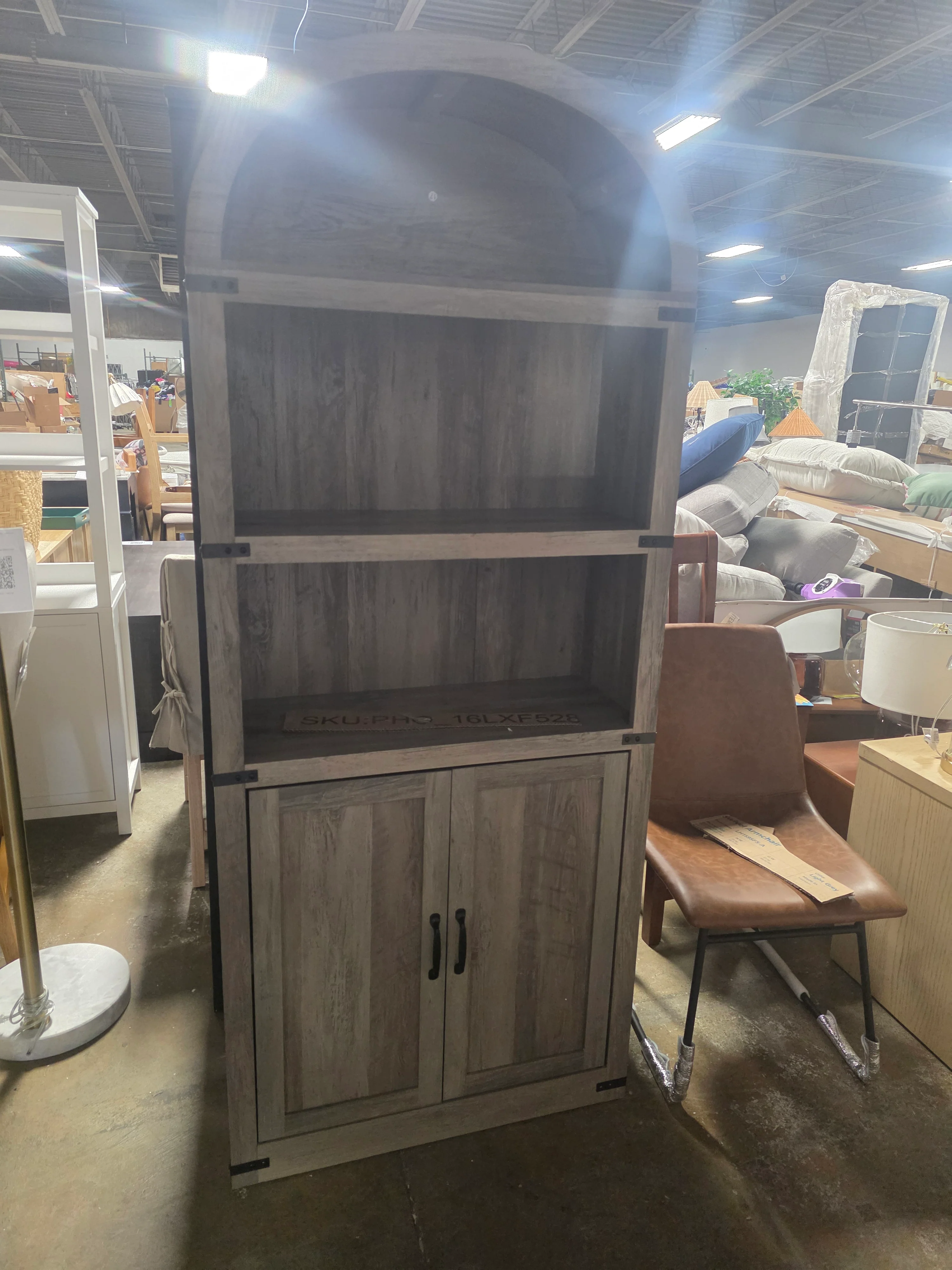 71.65in Tall Bookcase 5 Shelf Arched Bookshelf - SHOWROOM ITEM  - Image 2