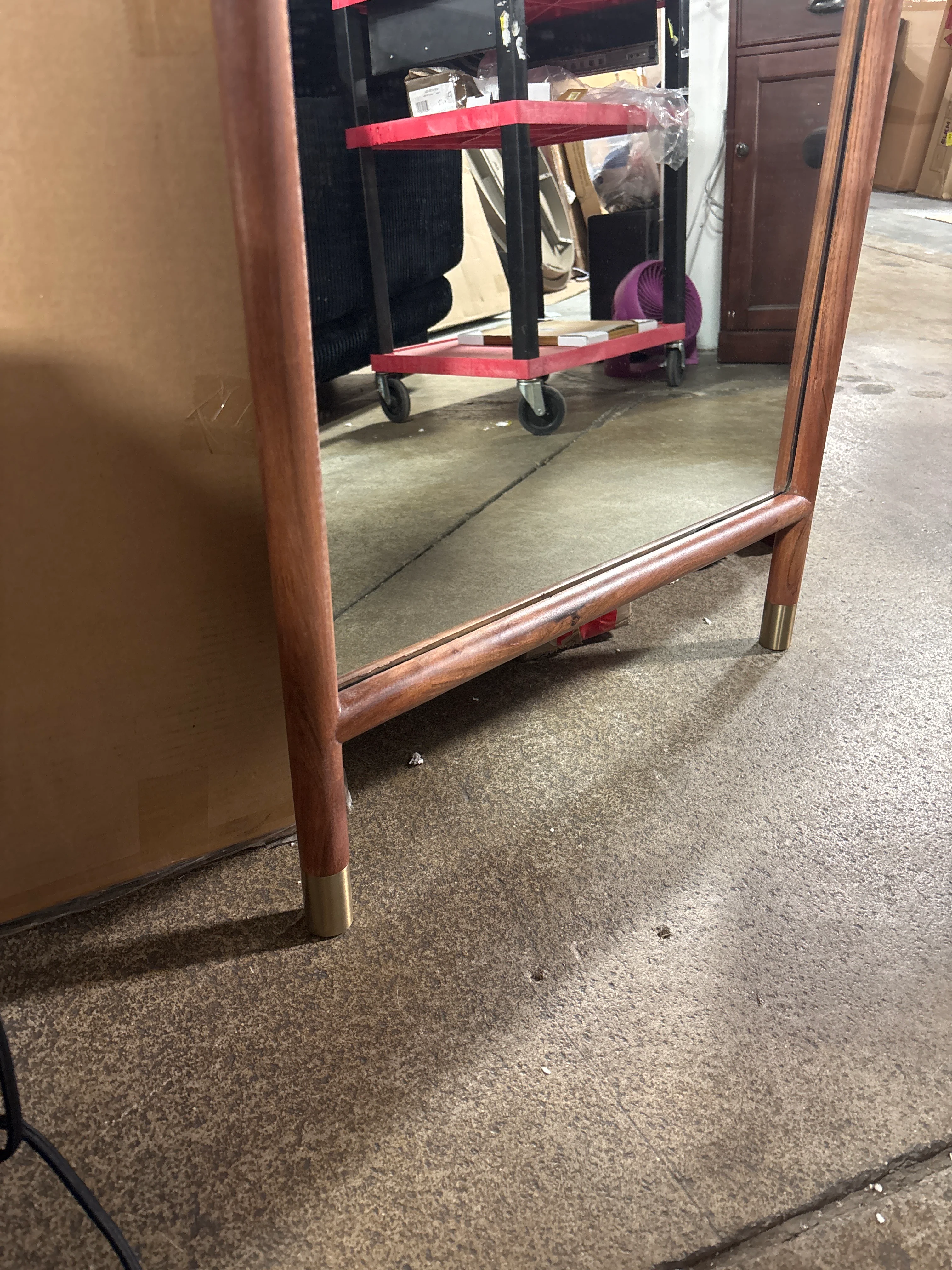 72"x24" Wood Floor Mirror with Brass Feet SHOWROOM ITEM - Image 4