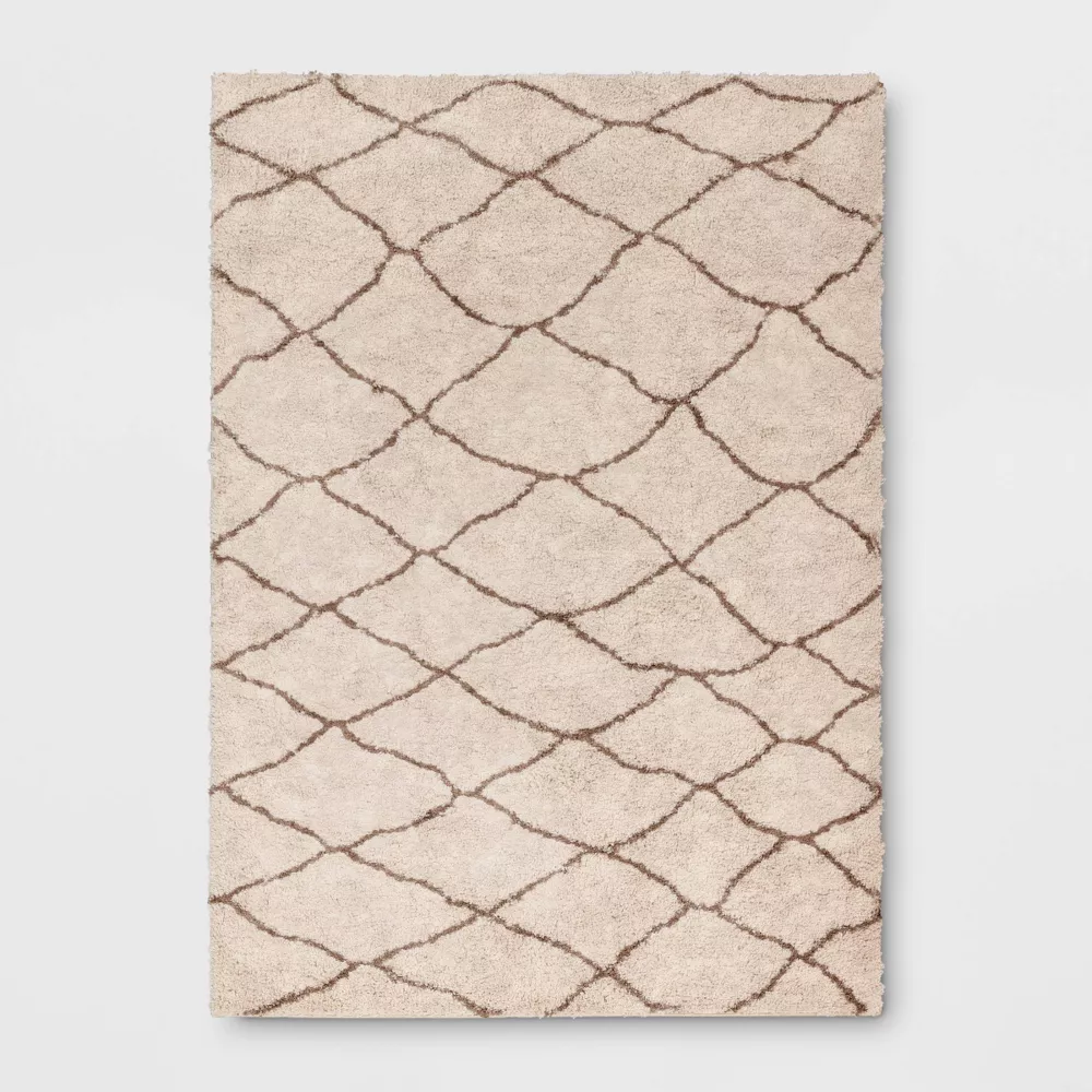 Organic Diamond Shag Area Rug Brown 7'x10'