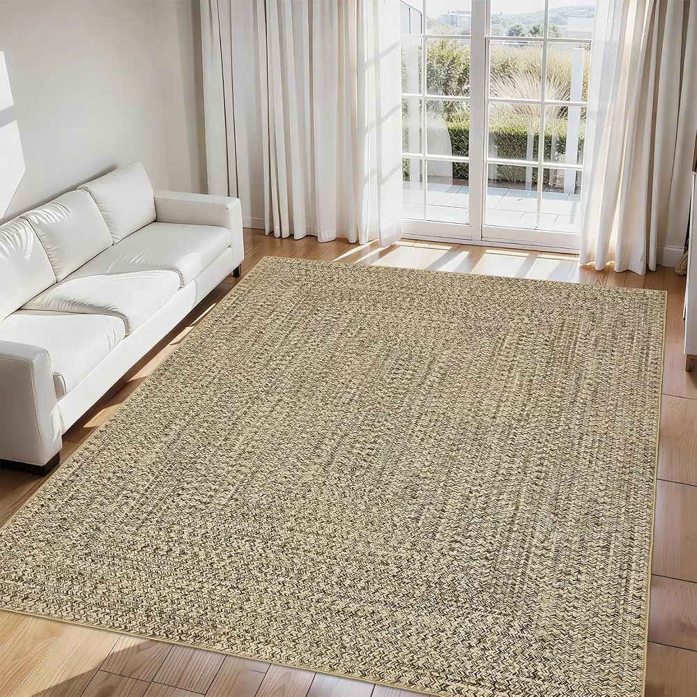 Washable Area Rug for Living Room, Braided Pattern 8' x 10' - Image 4