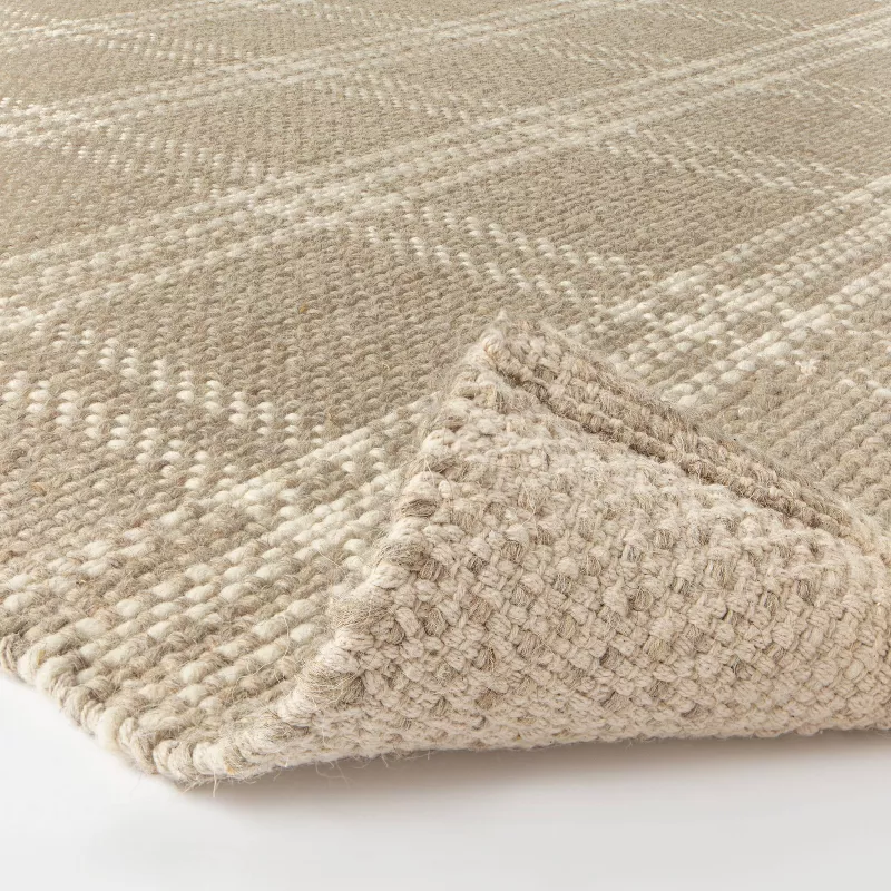 Cottonwood Handwoven Plaid Wool/Cotton Area Rug Neutral - 9'x12' - Image 3