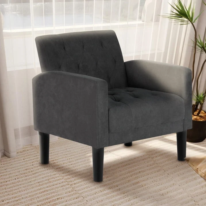 Accent Chair, Fabric Arm Chairs, Dark Gray