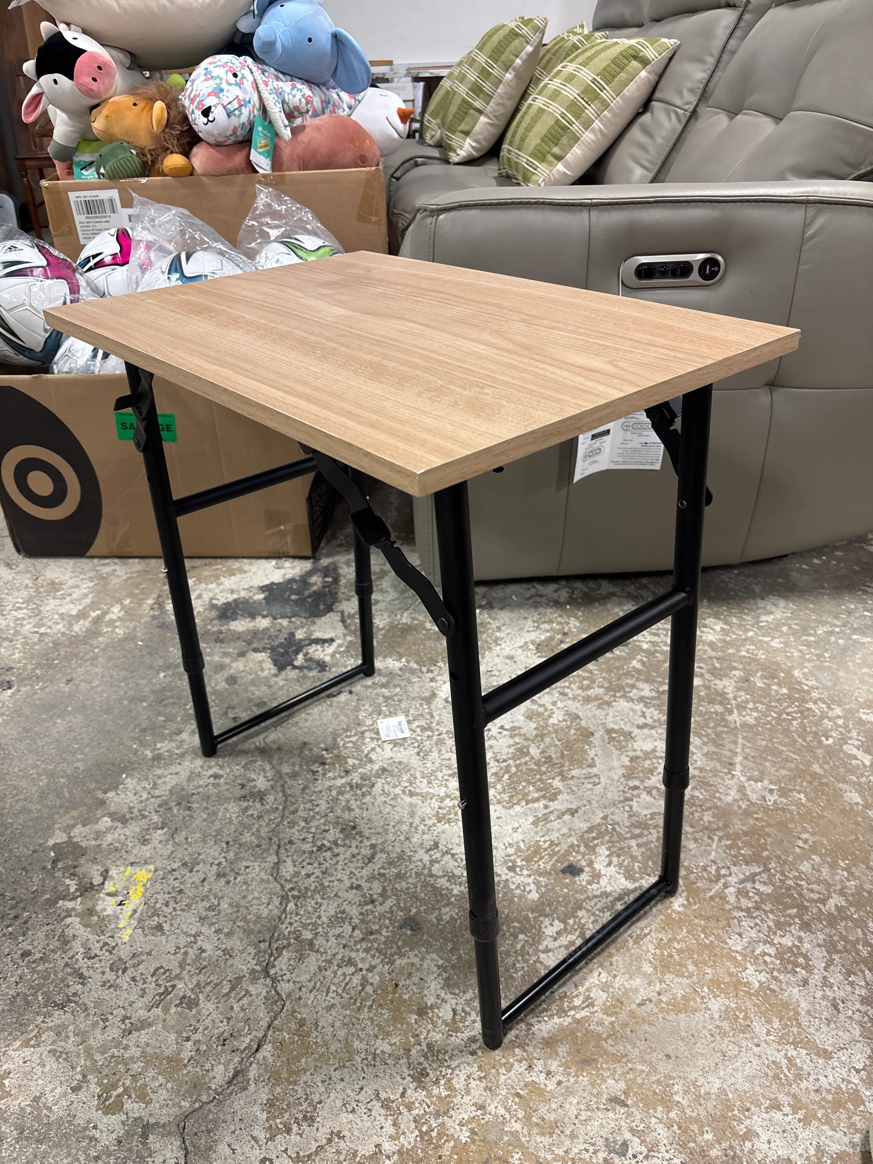 Adjustable Height Folding Table Brown SHOWROOM ITEM - Image 5