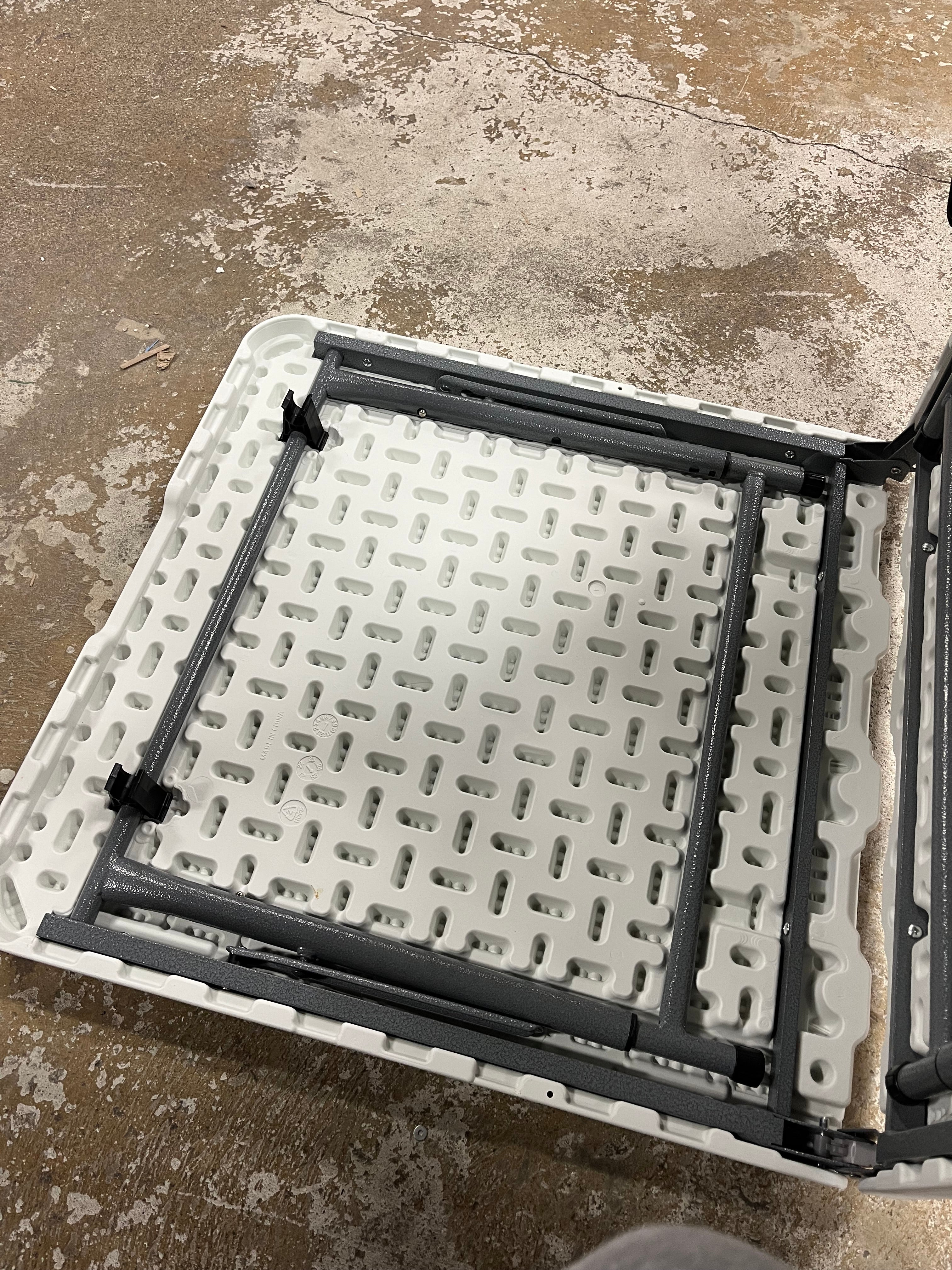 Adjustable Height Folding Table Off White, - Image 6