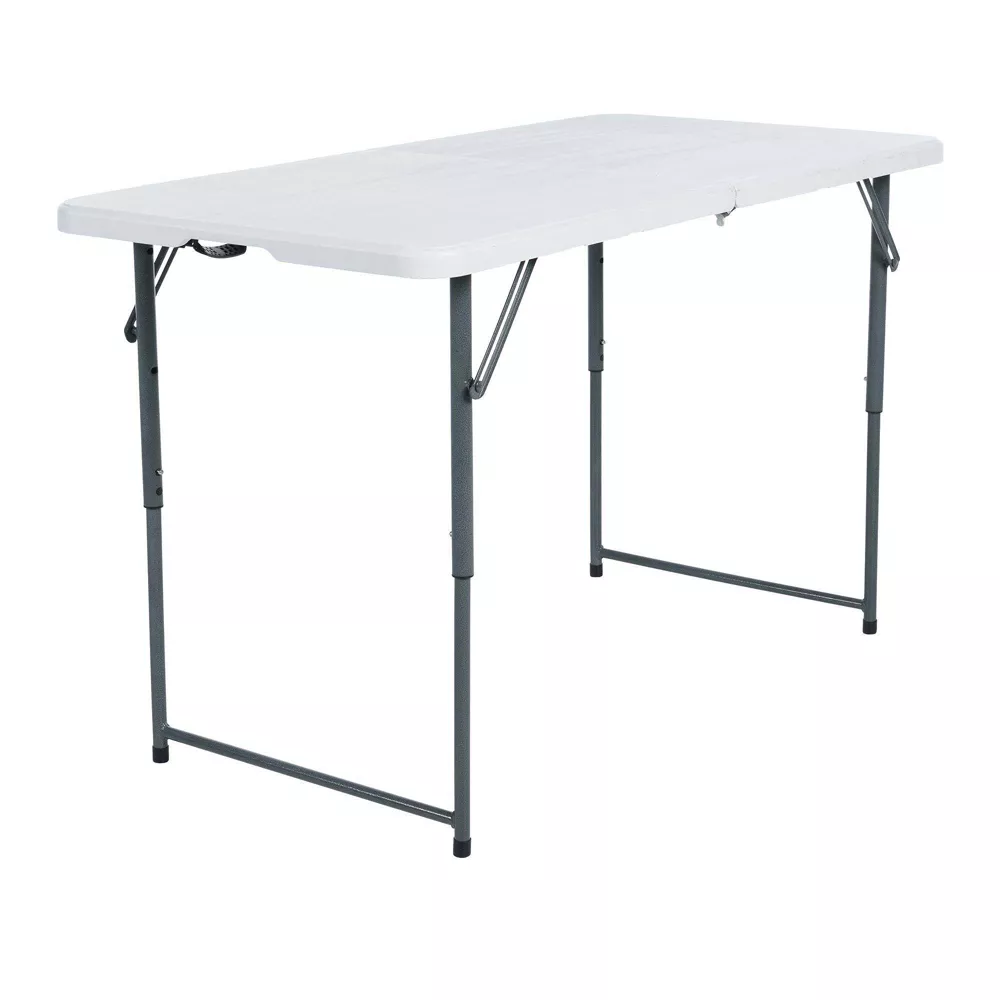 Adjustable Height Folding Table Off White