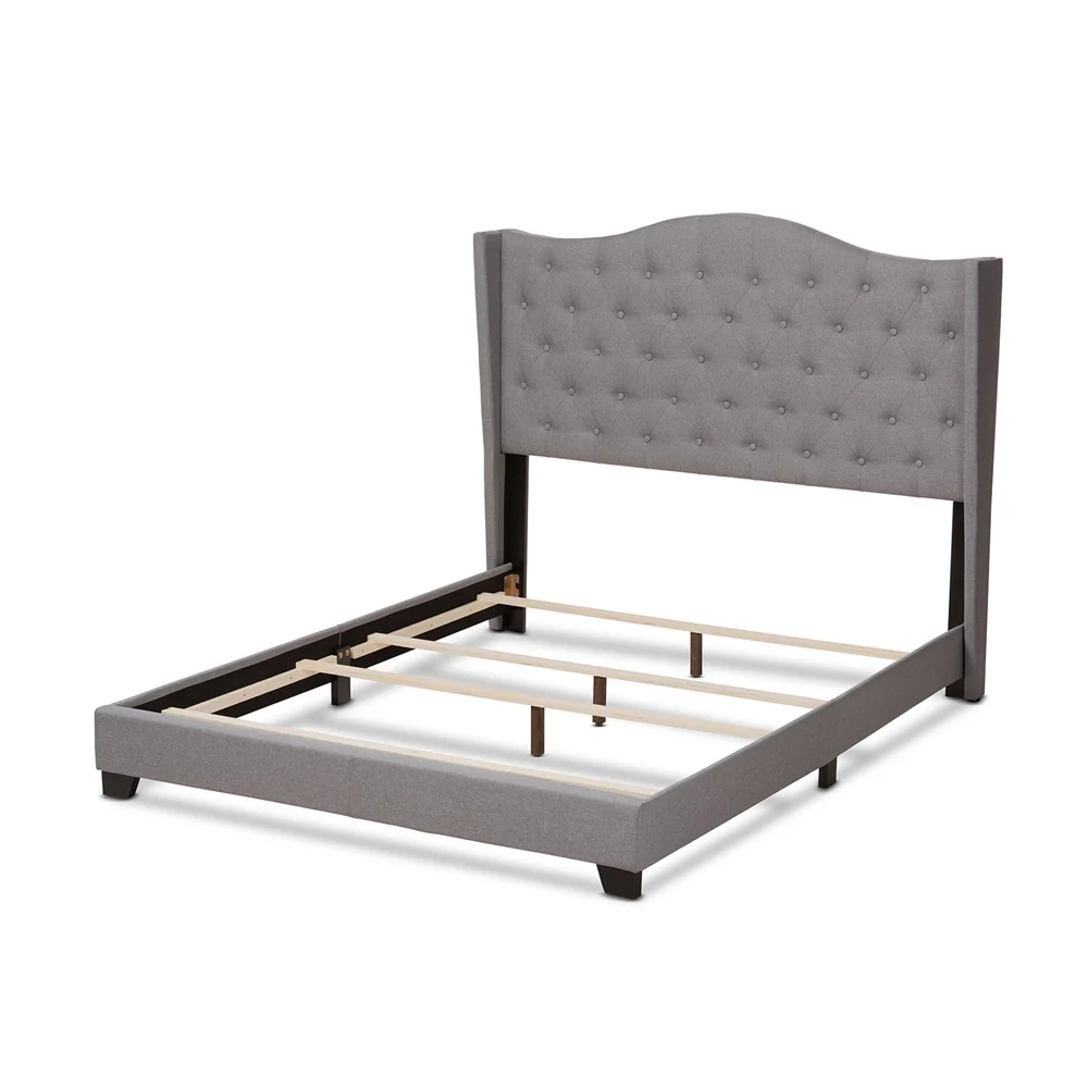 KING Alesha Modern and Contemporary Grey Fabric Upholstered Bed
