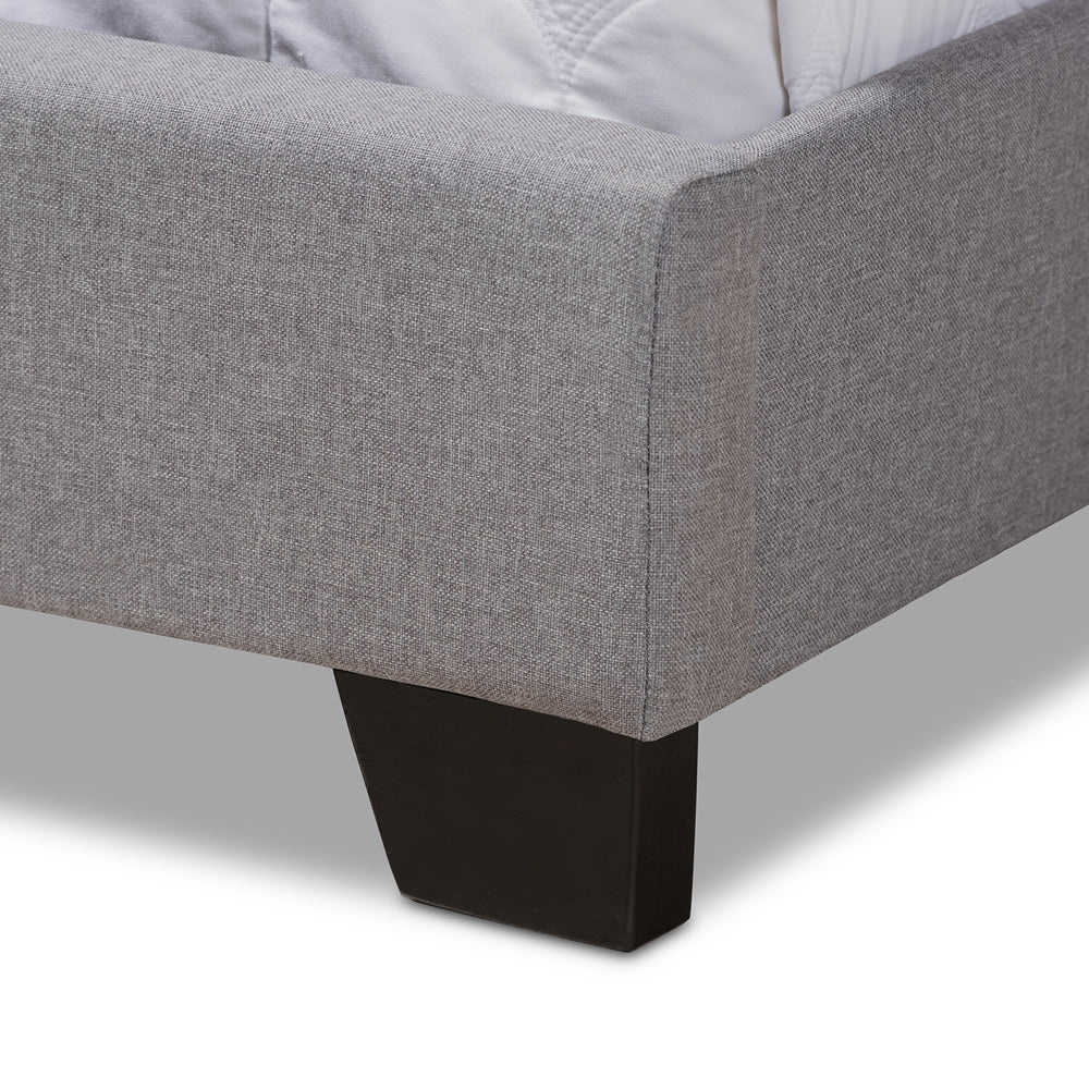 KING Alesha Modern and Contemporary Grey Fabric Upholstered Bed - Image 4