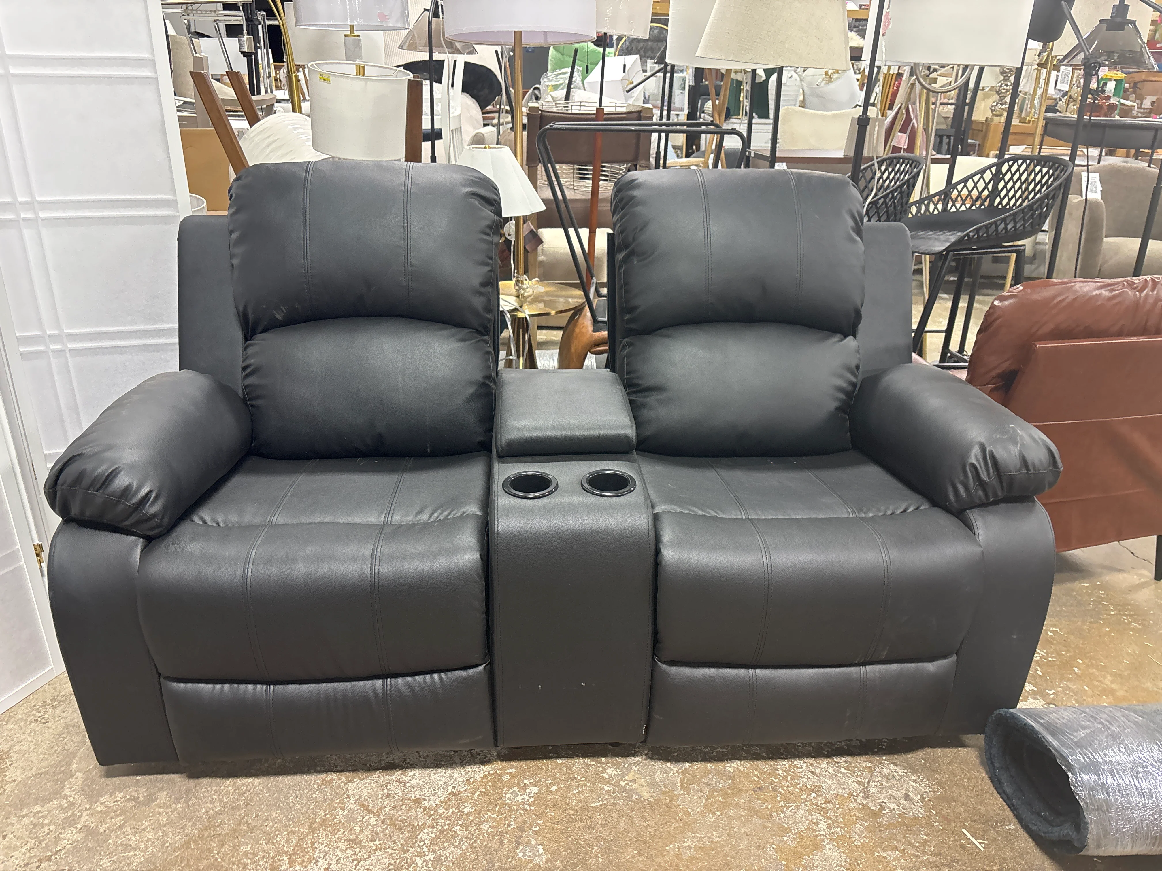 Alohna 73.5'' Faux Leather Reclining Loveseat SHOWROOM ITEM - Image 2