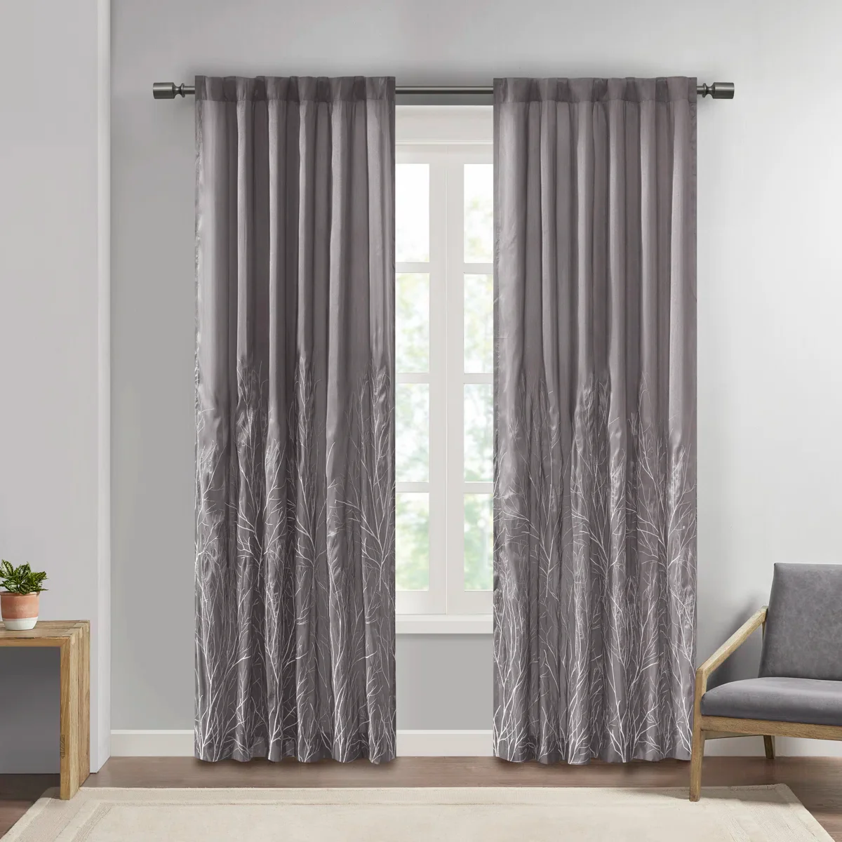 Andora Embroidered Branch Rod Pocket Single Curtain Panel - Image 5
