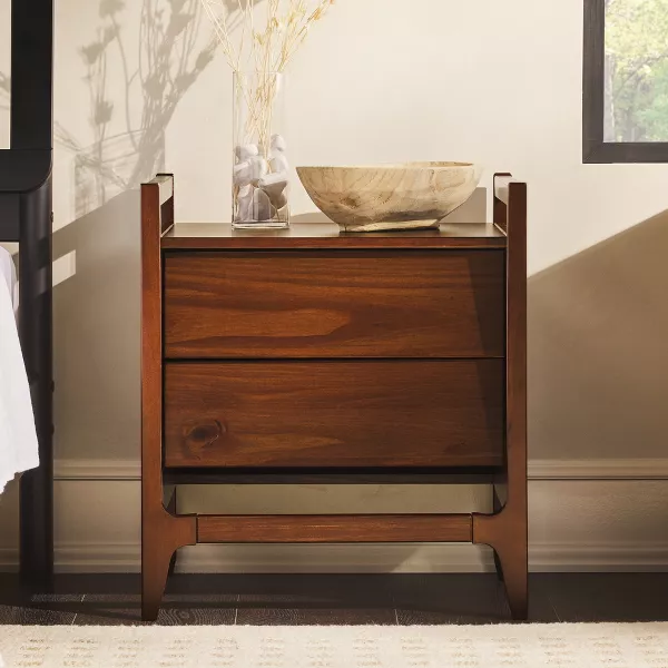 Angled 2 Drawer Solid Wood Nightstand - Image 3