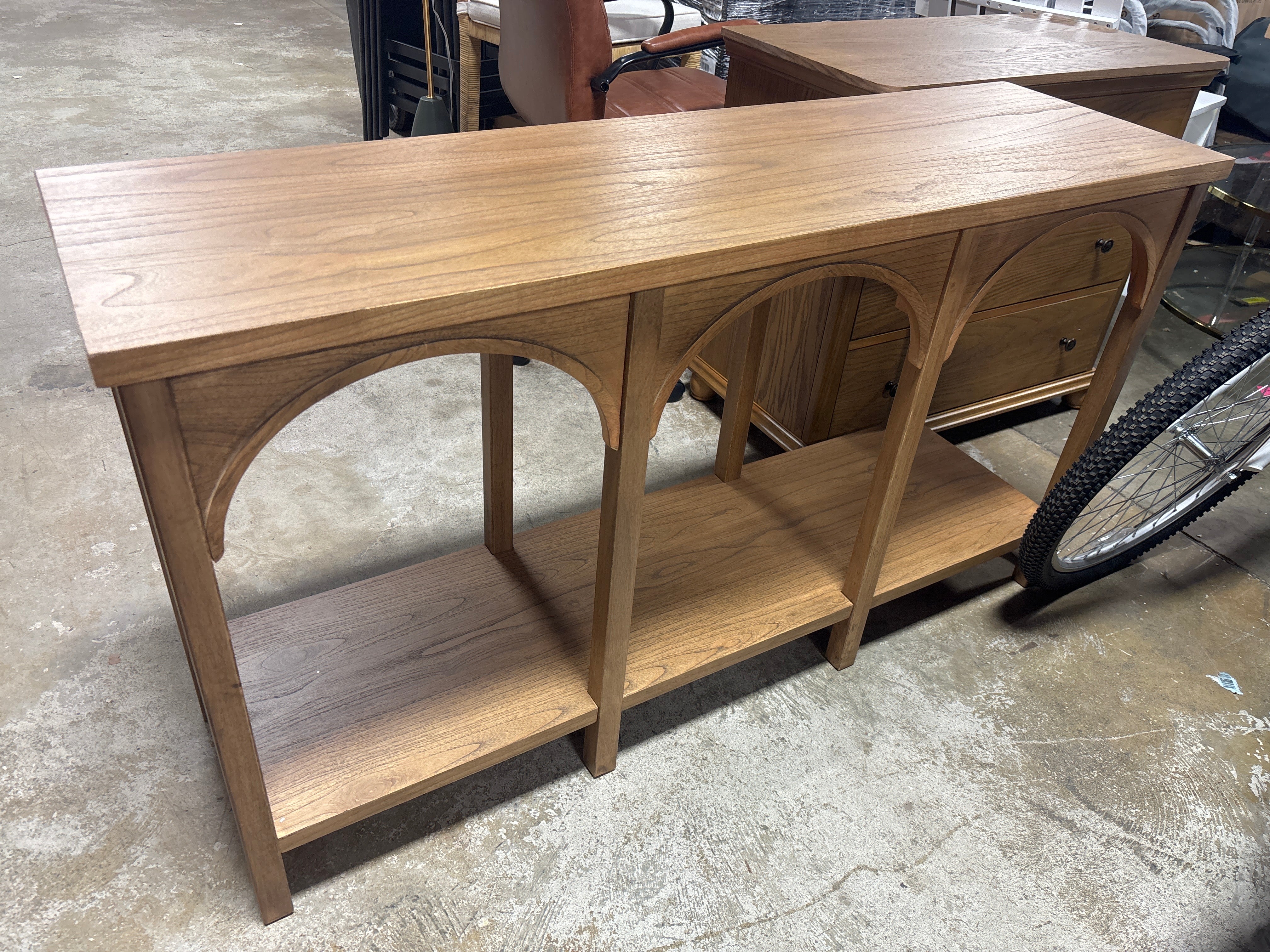 Arch Console Table Aged Oak SHOWROOM ITEM - Image 2