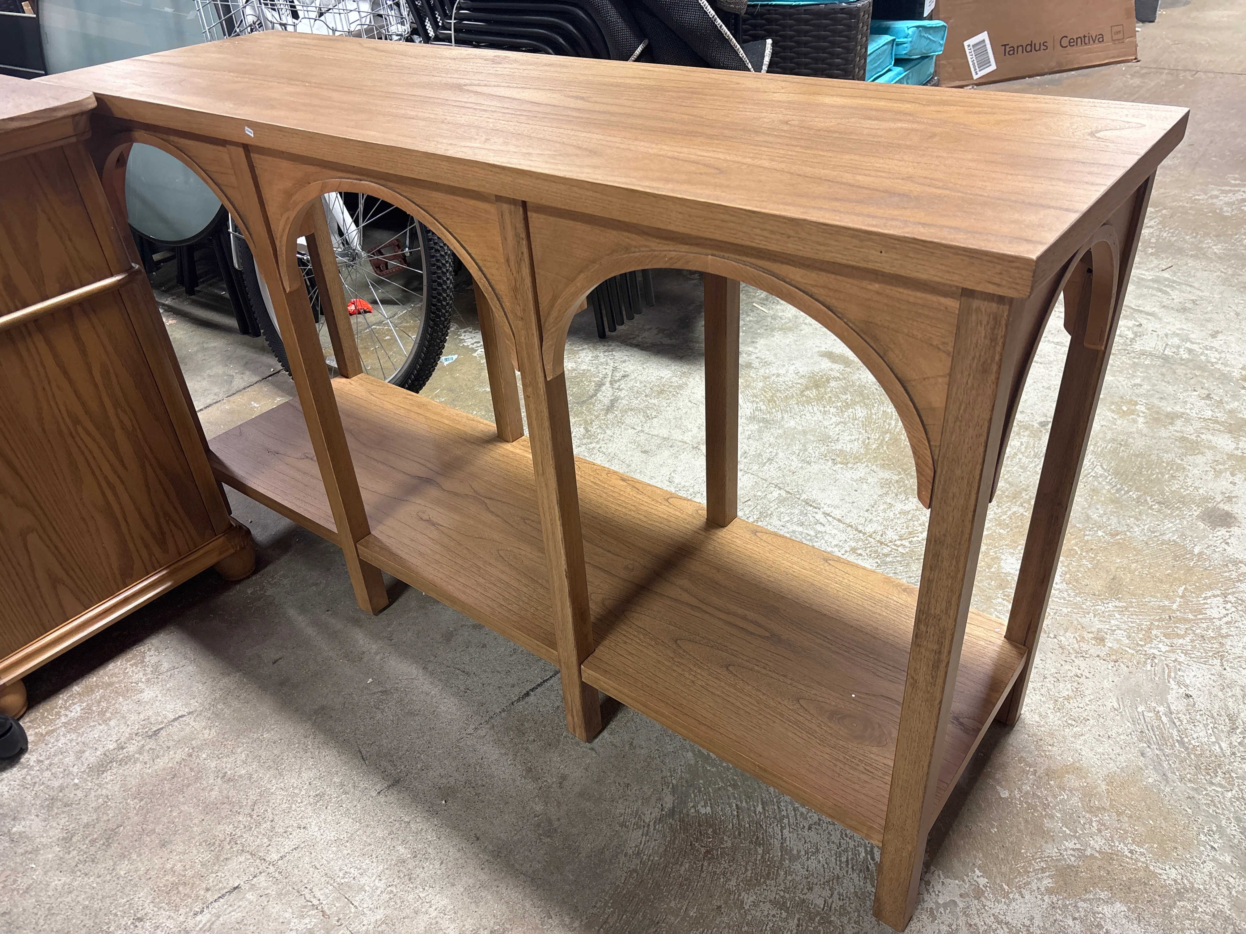 Arch Console Table Aged Oak SHOWROOM ITEM - Image 4