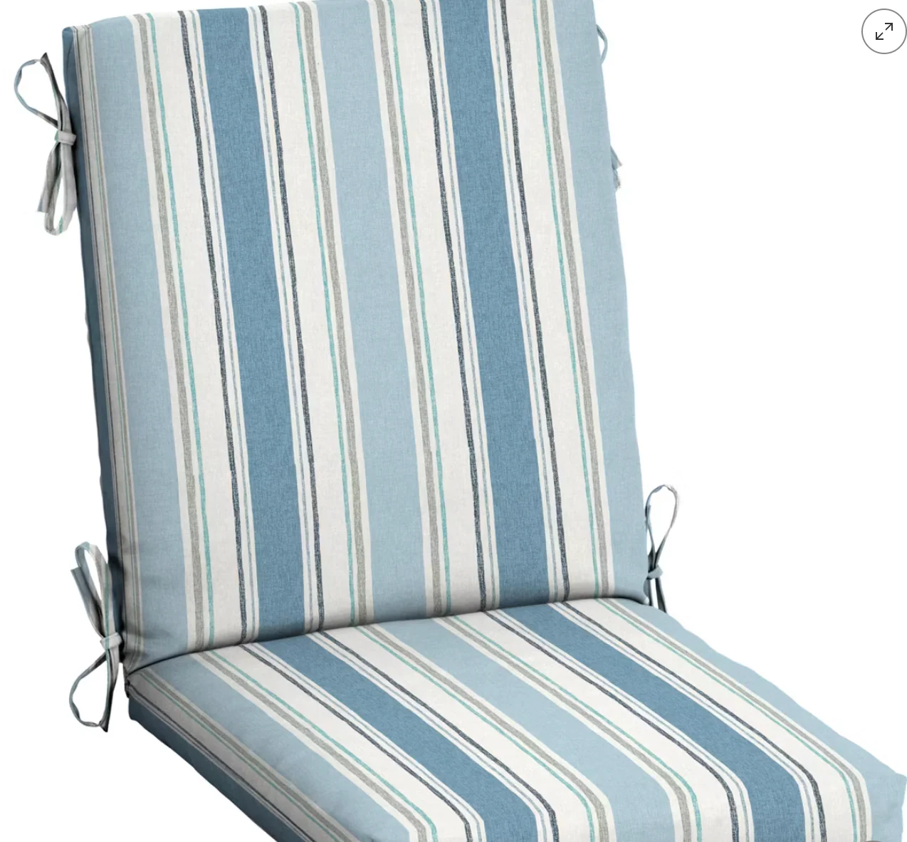 ARDEN Outdoor Dining Chair Cushion 20 x 20, Water Repellent, Fade Resistant 20 x 20, French Blue Linen Stripe SHOWROOM ITEM