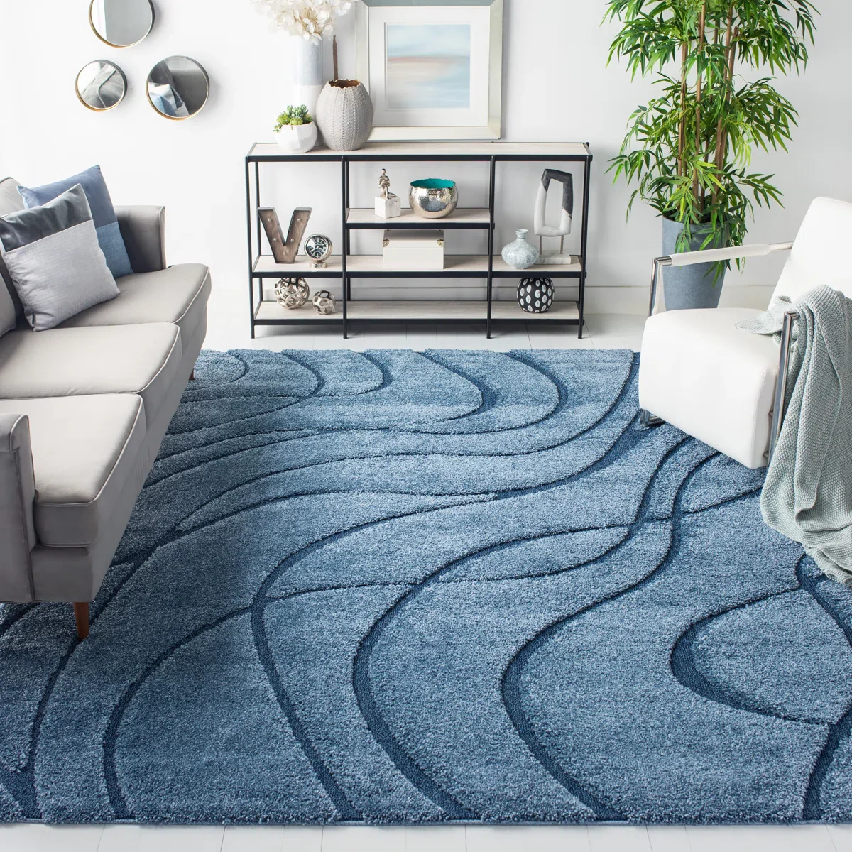 Ashal Abstract Blue Area Rug 8*10 - Image 2