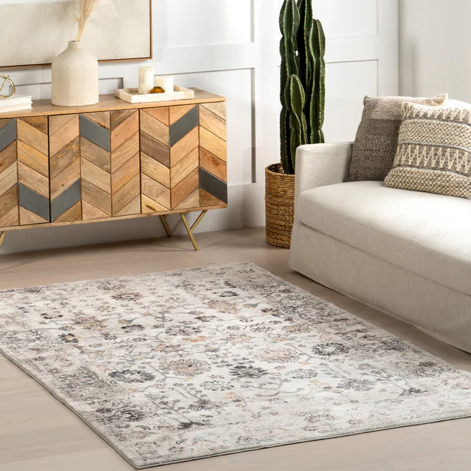 Ashby Floral Medallion Machine Washable Area Rug 8'x10' - Image 5