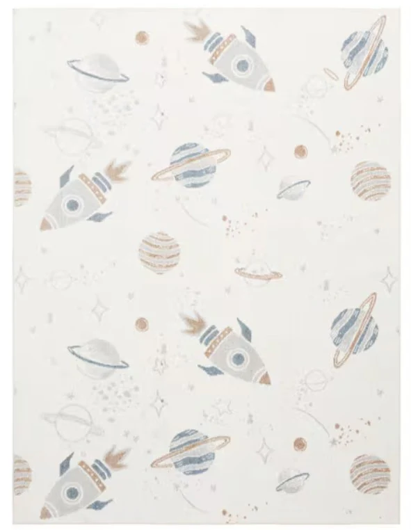 Astra Machine Washable Ivory Multicolor Graphic Rug 4 X 6