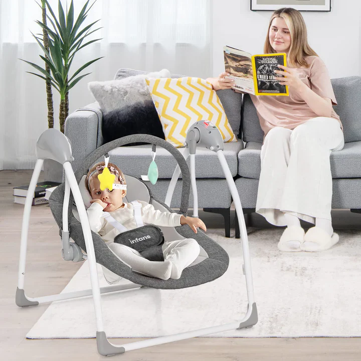 Baby Swing, Compact Portable Baby Electric Rocker for Newborn - Image 2