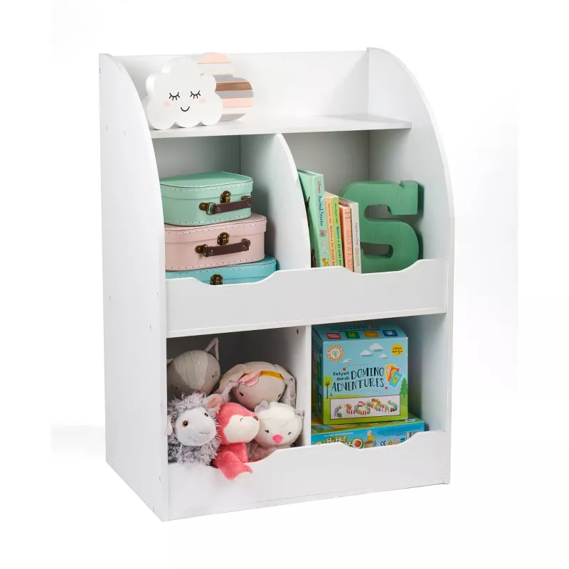 4 Bin Storage Cubby with Bookshelf White - Image 3
