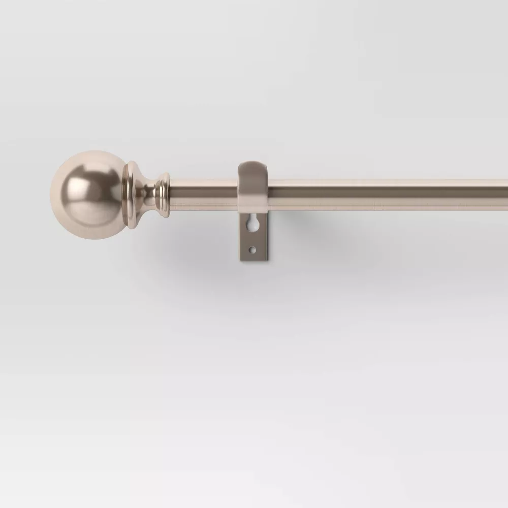 Ball Double Curtain Rod 66"-120" Brushed Nickel