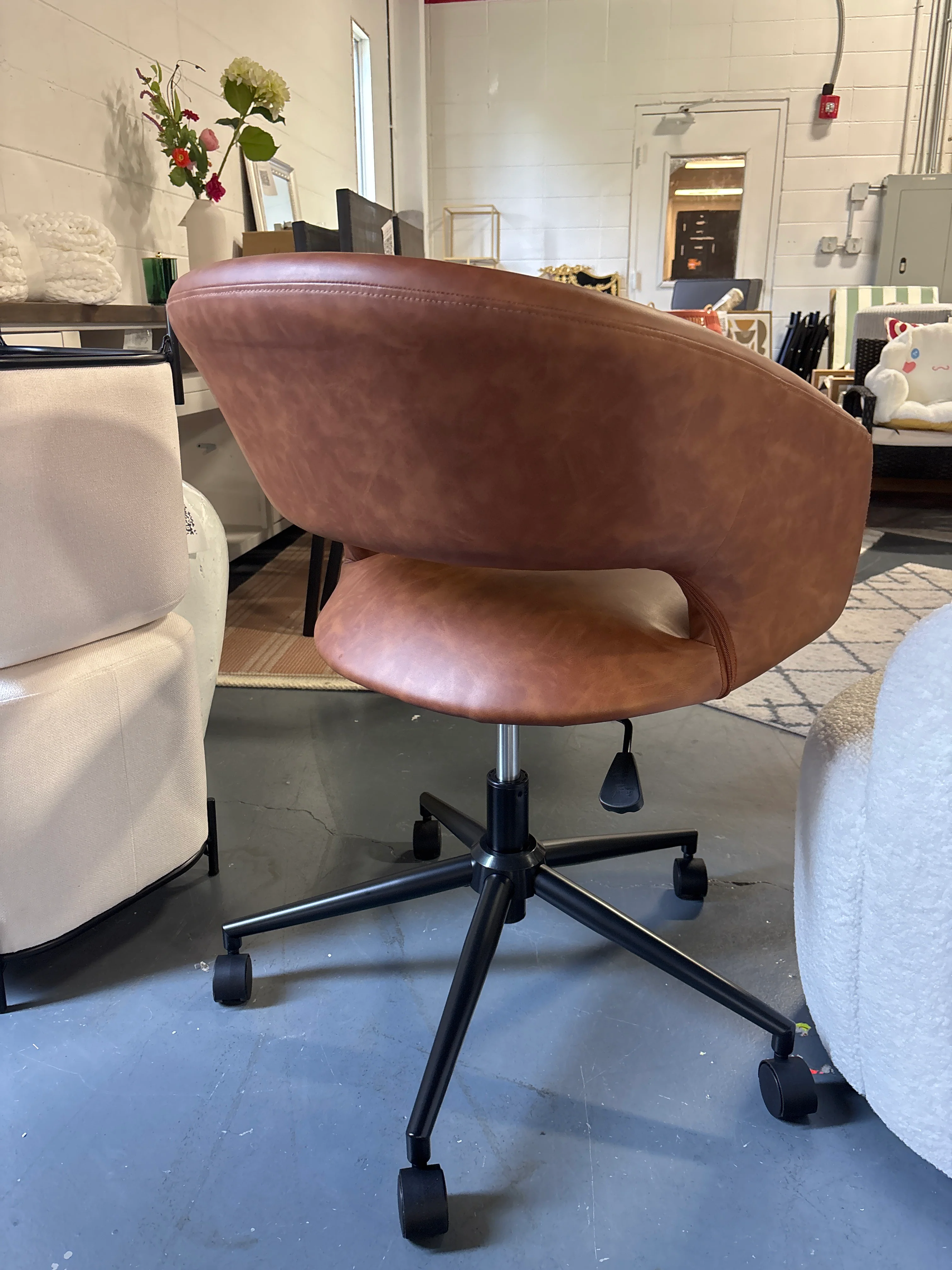 Barrel Back Office Chair - Walnut Brown SHOWROOM ITEM - Image 3