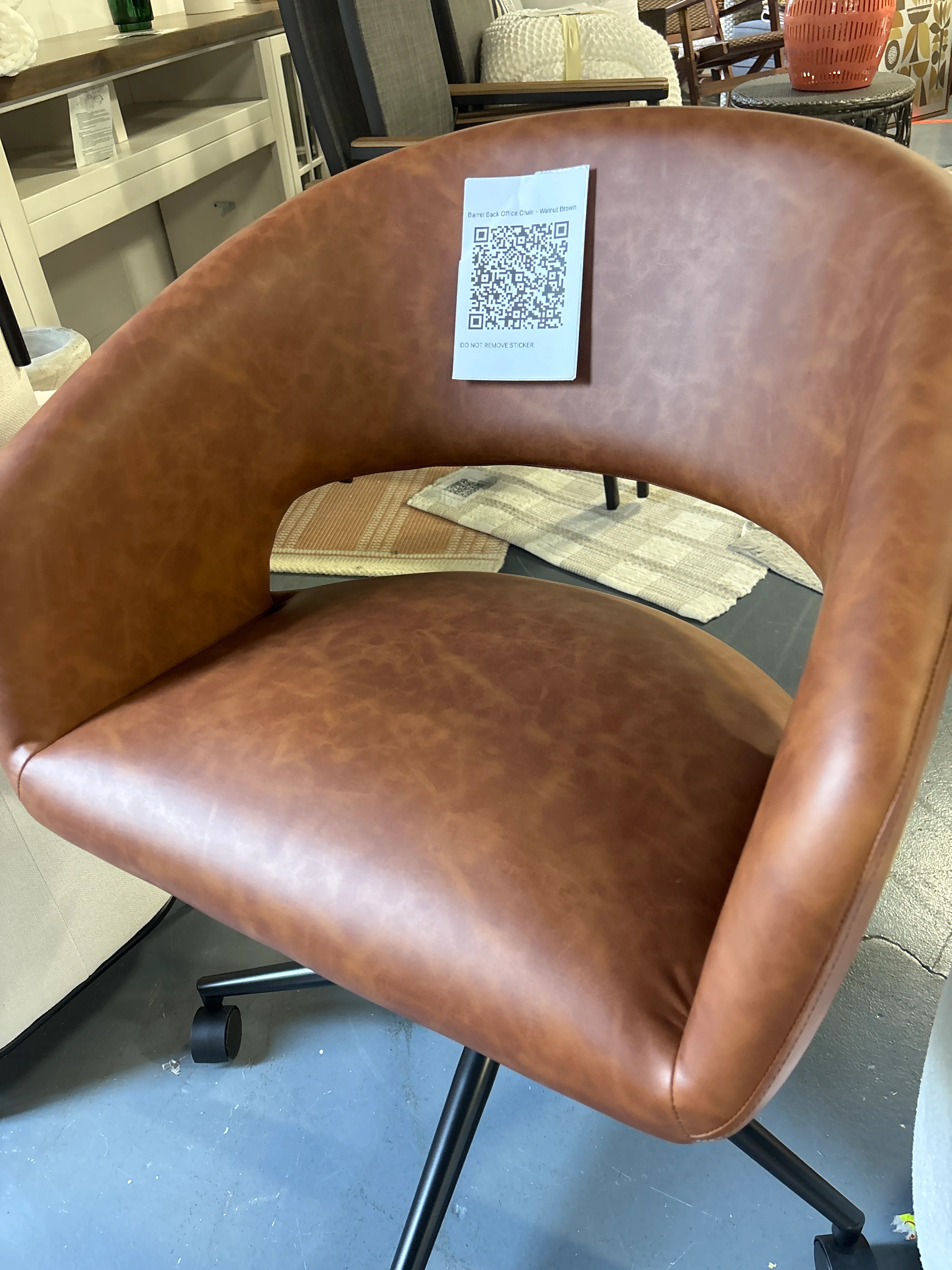 Barrel Back Office Chair - Walnut Brown SHOWROOM ITEM - Image 4