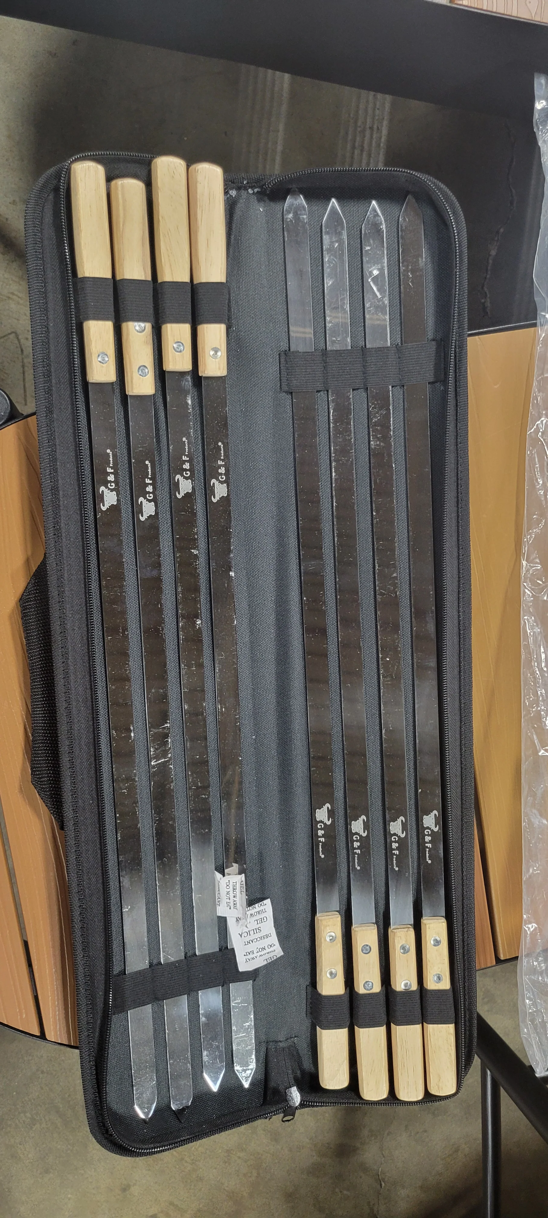BBQ Skewers Stainless Steel Flat Metal Skewers with Wooden Handles - Image 6