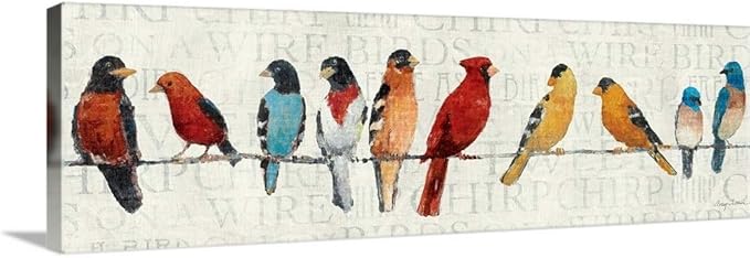 Birds on a Wire 48" x 16"- SHOWROOM ITEM