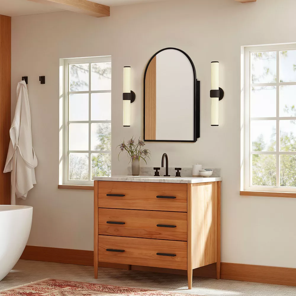 Black Arched Bathroom Medicine Cabinet With Mirror - Image 5