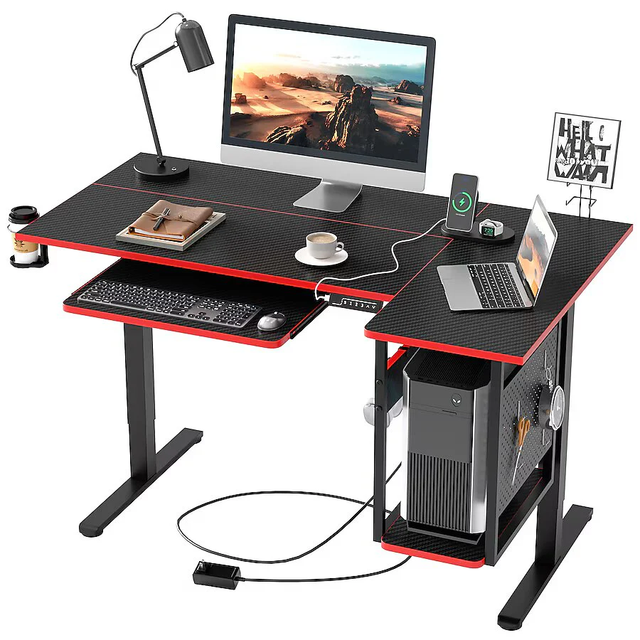 Black Computer Desk with Keyboard Tray