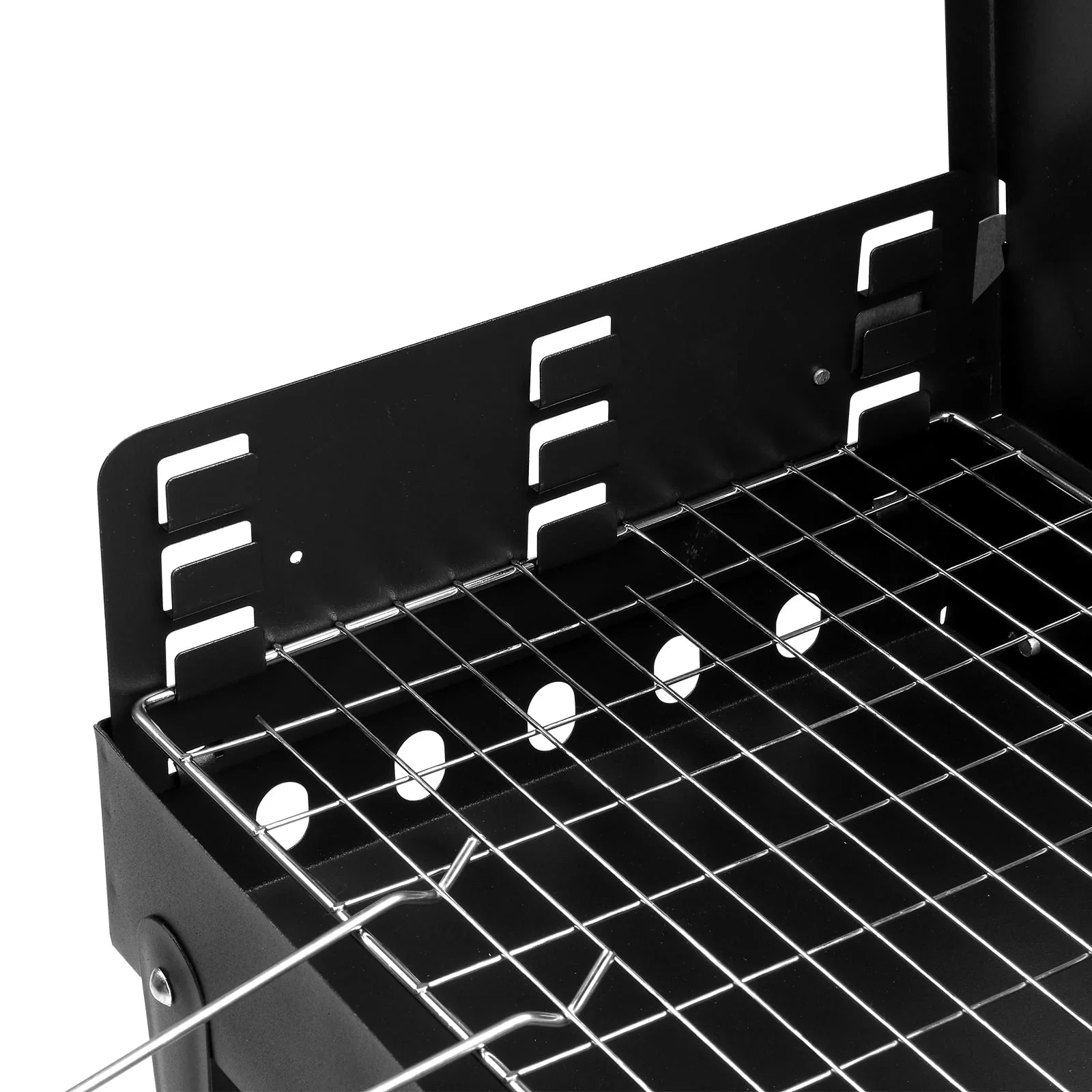 Black Foldable Portable Square Charcoal Grill with Lid - Image 4