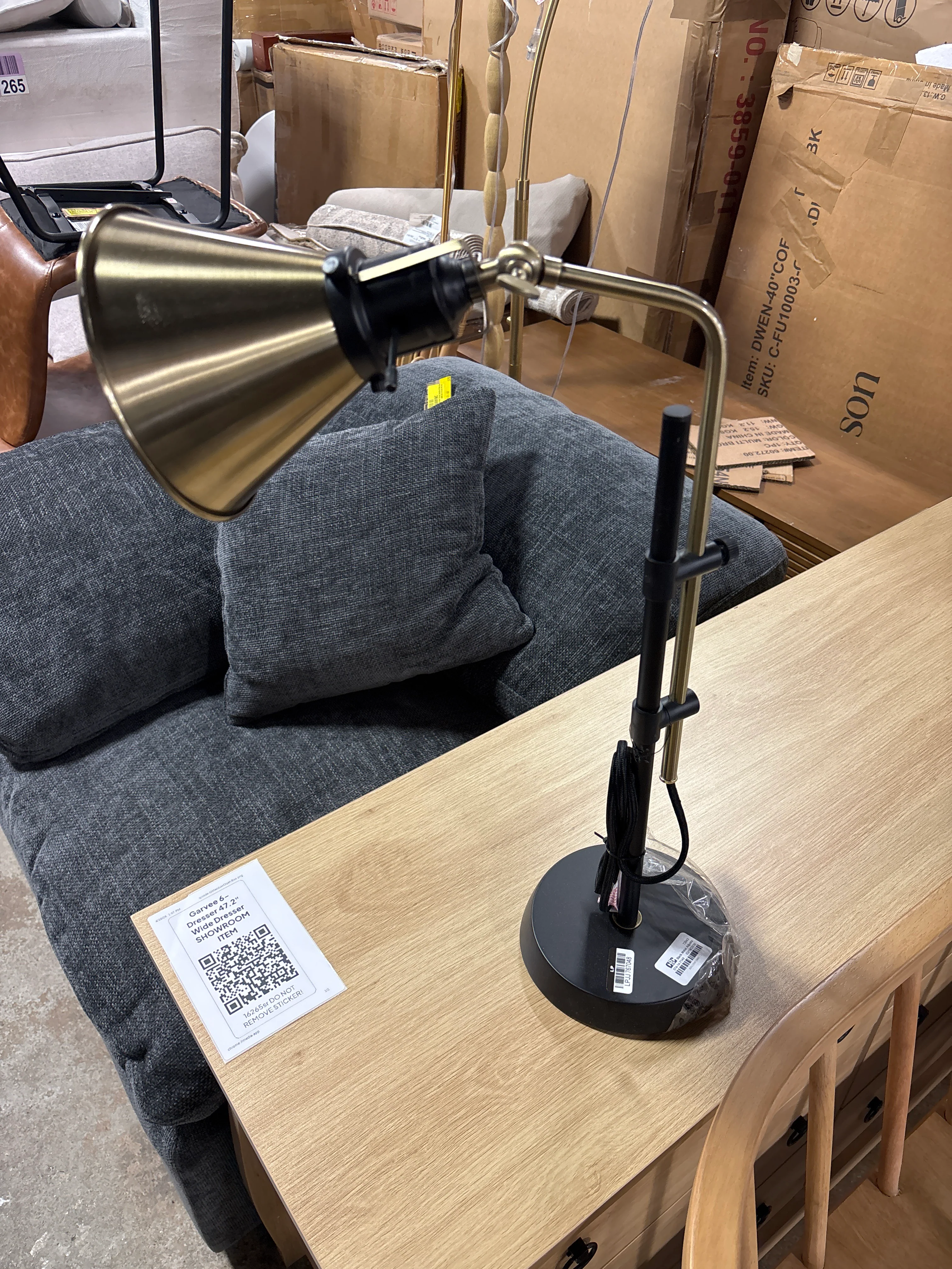 Black Metal Adjustable Table Lamp with Bronze Finish SHOWROOM ITEM - Image 2