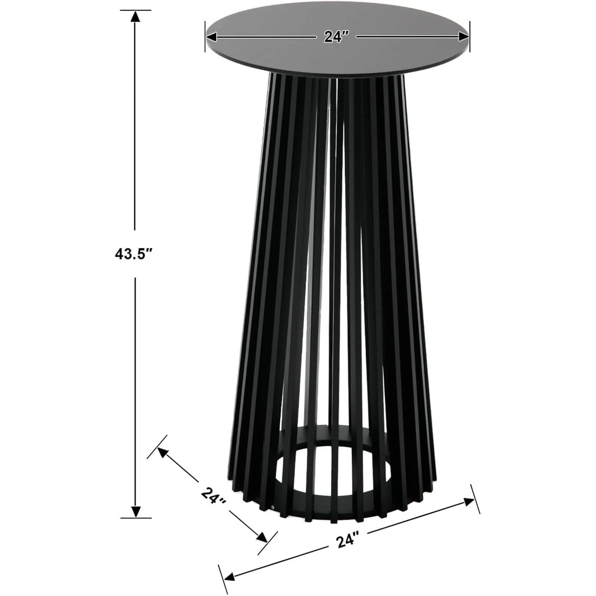 Black Round Bar Table, Wood Bar - Image 2