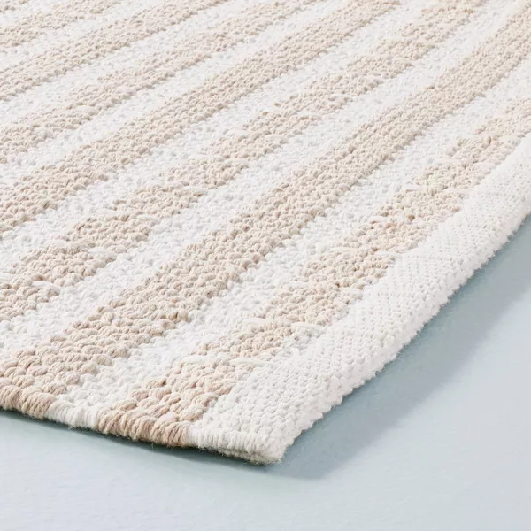 Break Stripe Handmade Area Rug Taupe/Cream - Image 3