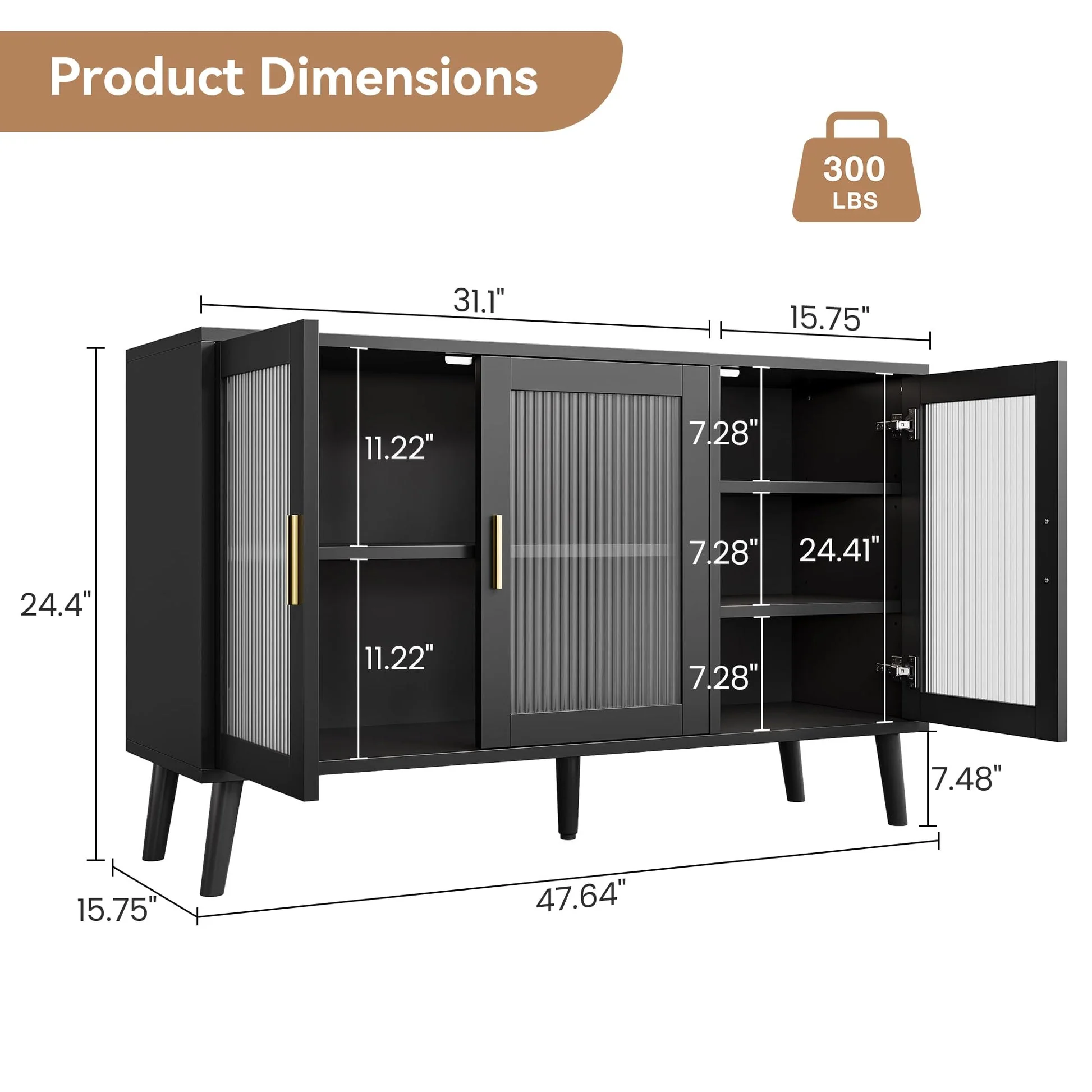 Buffet Cabinet with Storage Modern tv Consoles Stand - Image 3