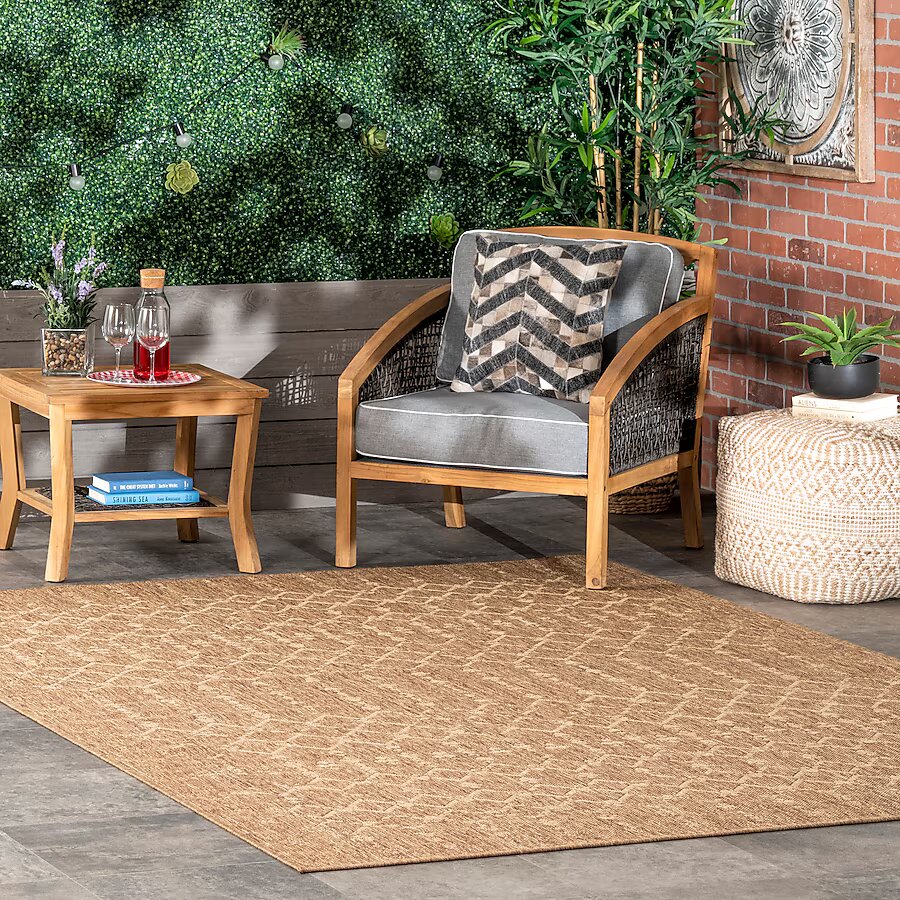 Cabana 6 x 9 (ft) Loomed Synthetic Beige Rectangular Indoor/Outdoor Geometric Area rug