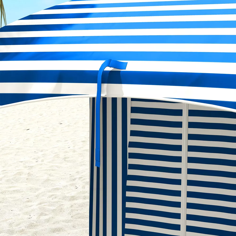 Cabana Umbrella, Outdoor Beach Blue & White - NO SANDBAGS - Image 3