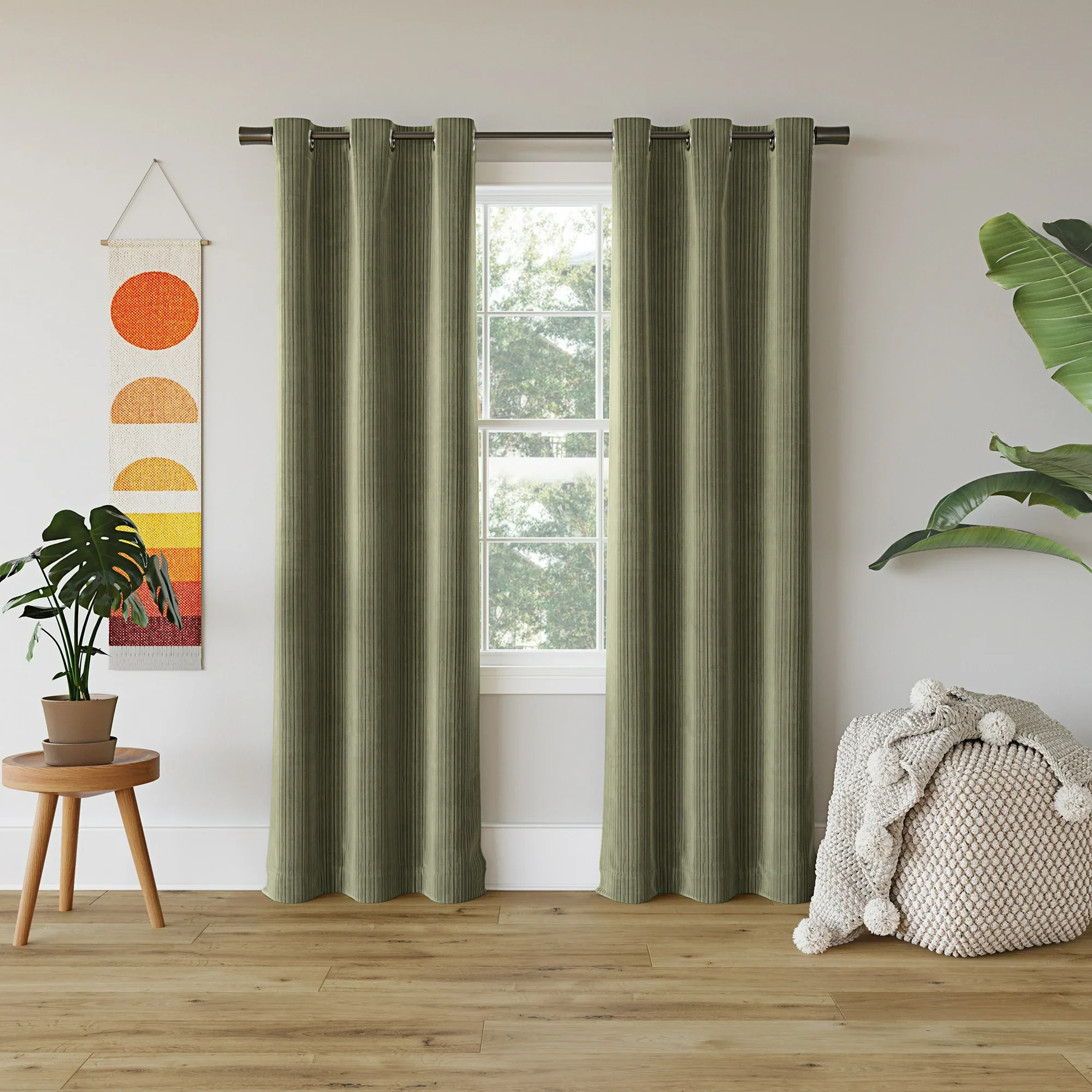 Cascade Pleated Velvet Blackout Grommet Curtain Panel Sage Green - Image 2