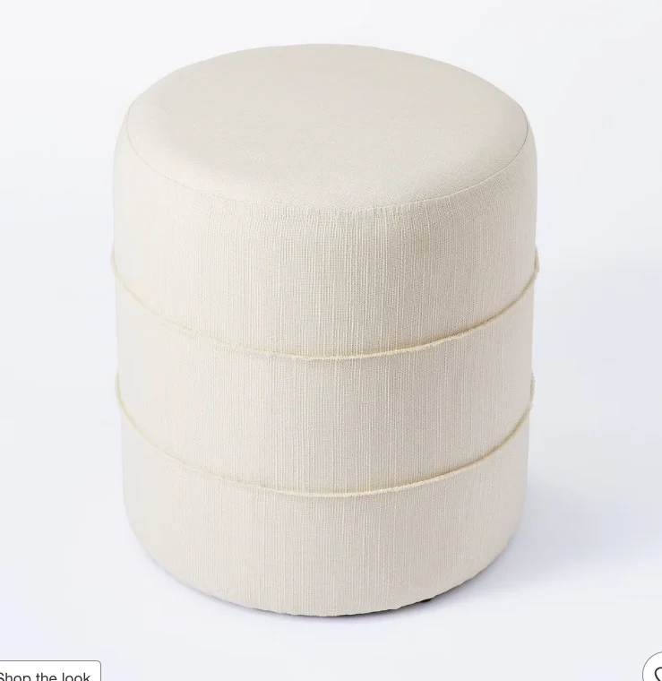 Catalina Round Ottoman Cream - Threshold™ designed with Studio McGee: Wooden Frame, Textured, No Assembly Required SHOWROOM ITEM
