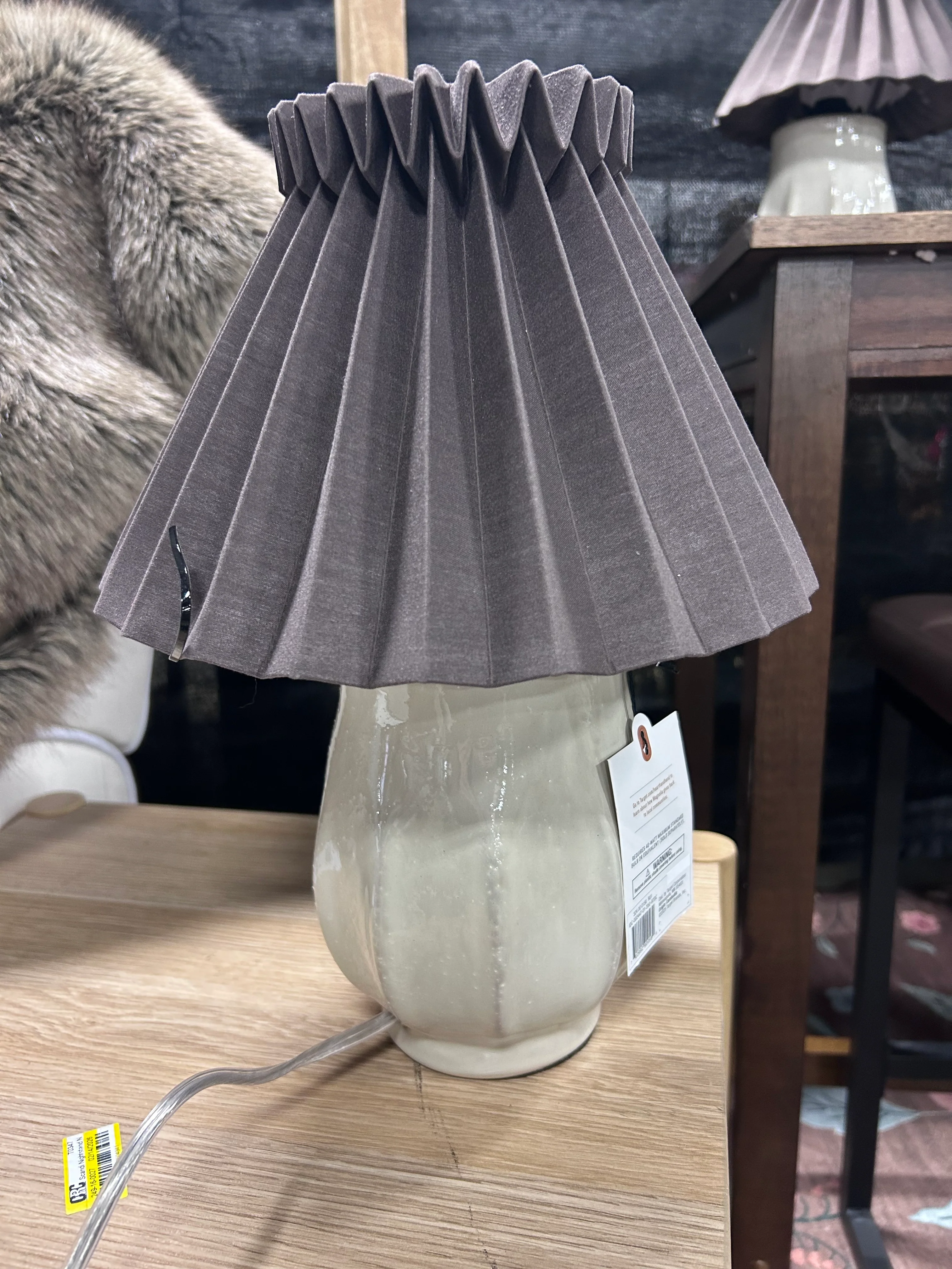 Ceramic with Brown Knife Pleat Shade Accent Table Lamp Sour Cream - SHOWROOM ITEM - Image 2