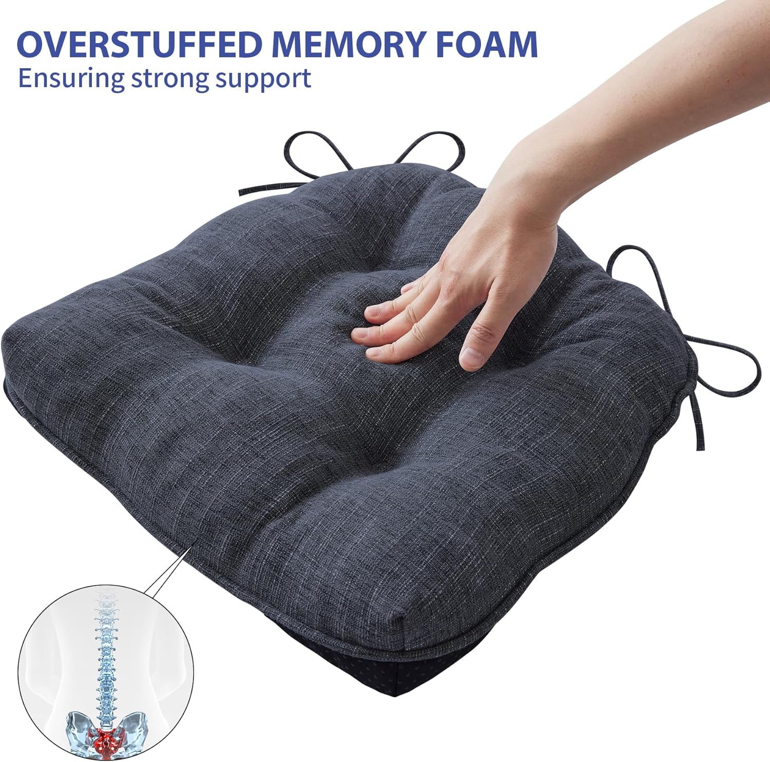 Chair Cushions for Dining Chairs Set of 4, Navy Blue - Image 2
