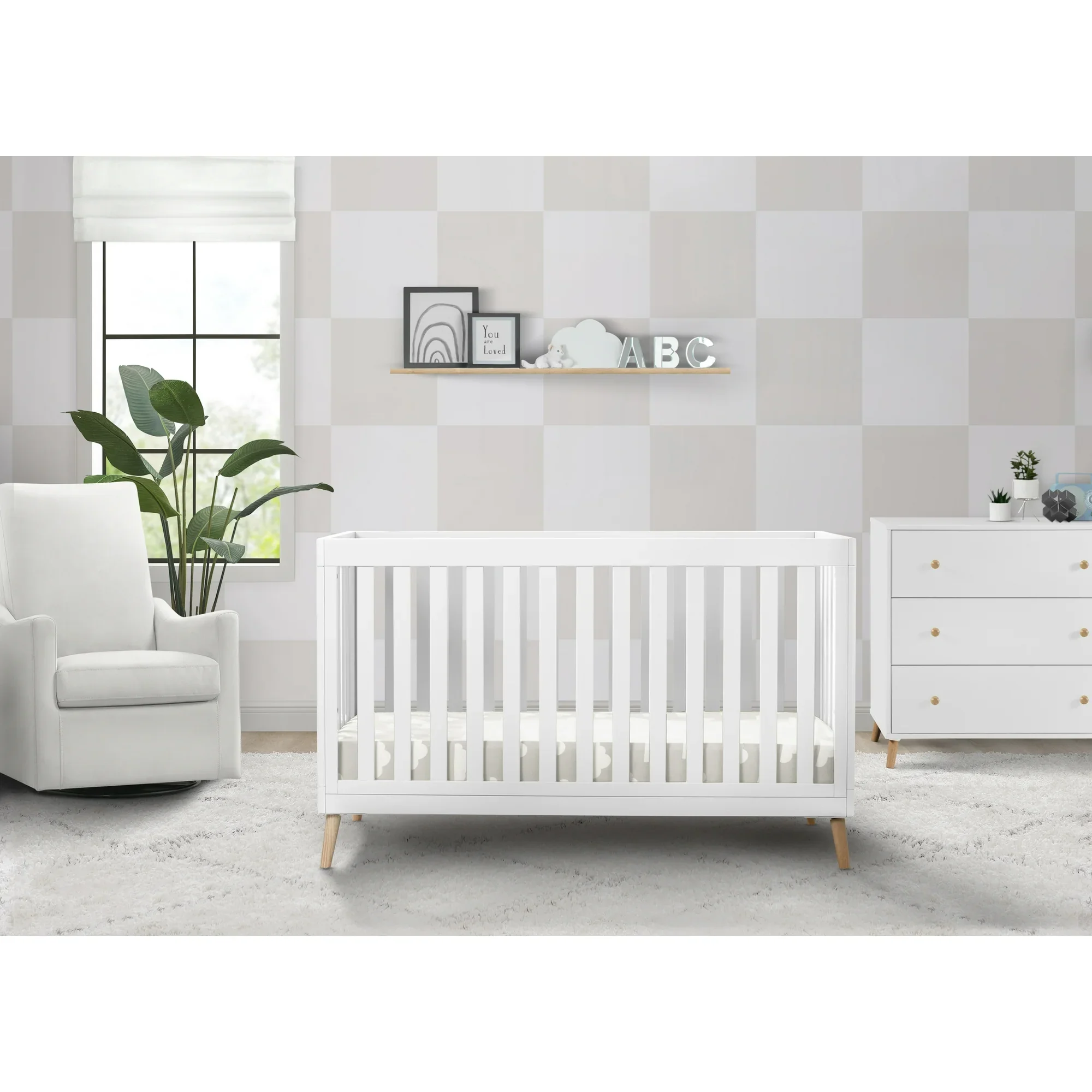 Essex 4-in-1 Convertible Baby Crib, Bianca White/Natural Legs - Image 4