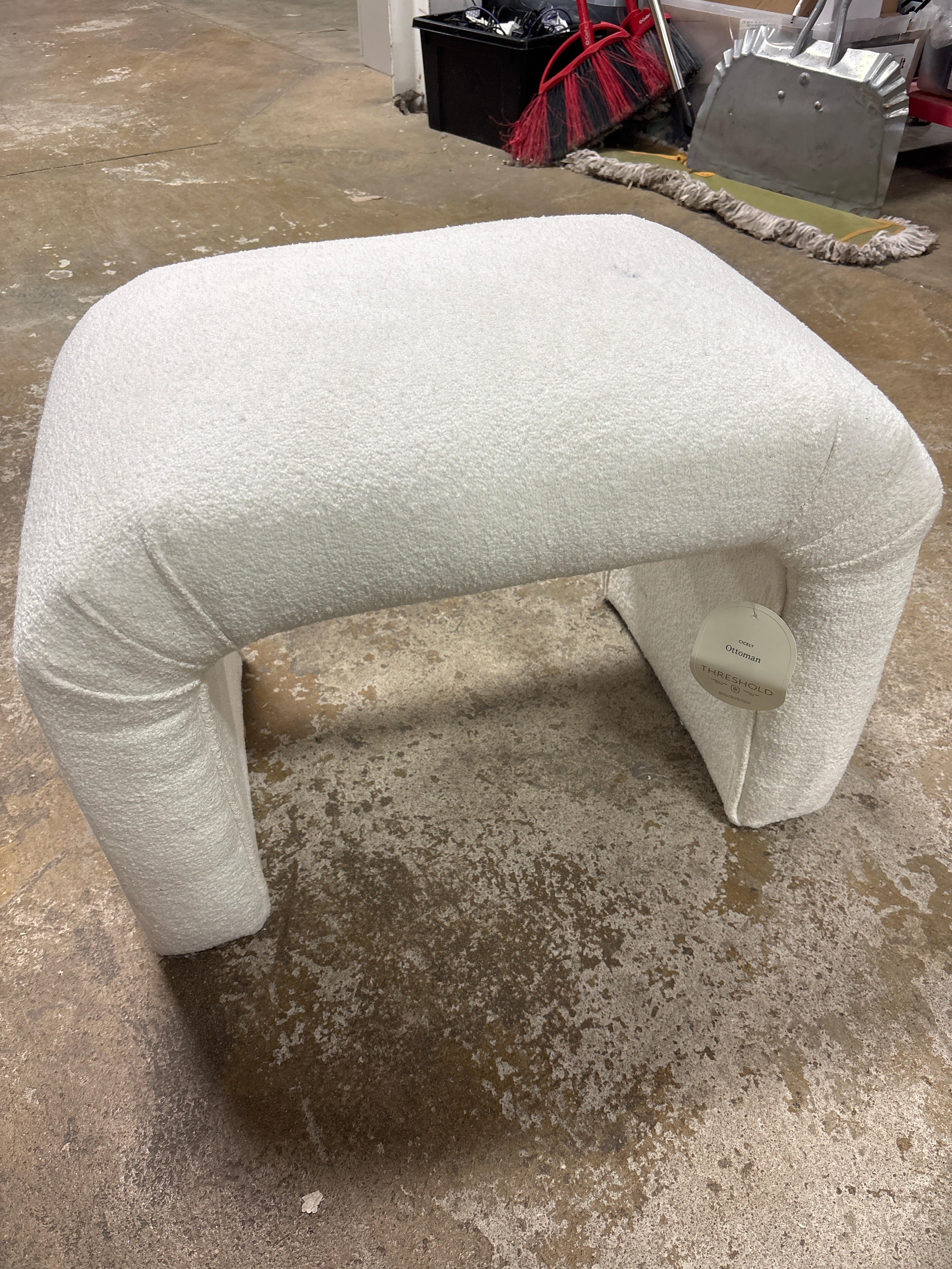 Cicely Waterfall Ottoman Cream Boucle SHOWROOM ITEM - Image 4