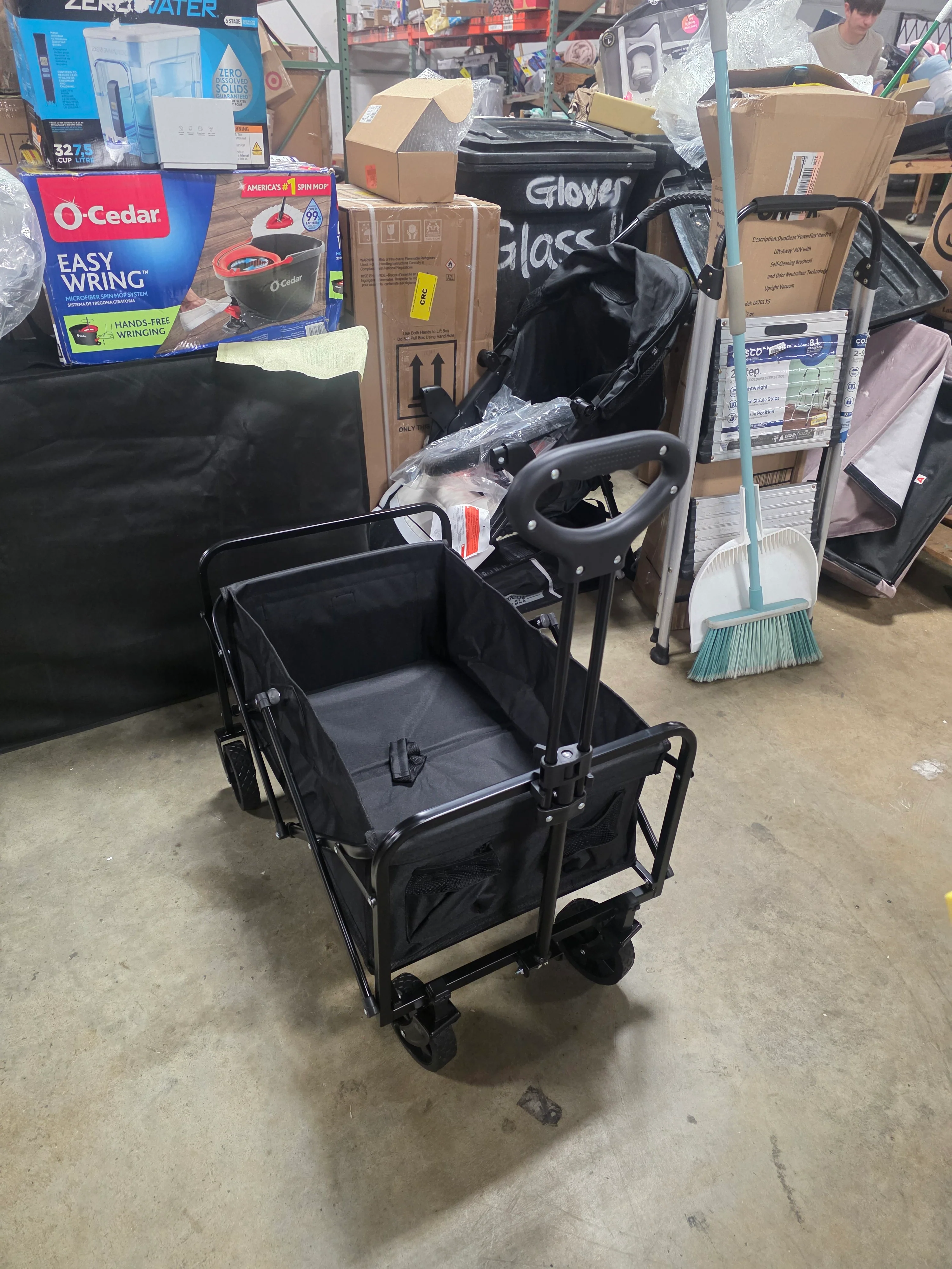 Collapsible Black Folding Camp Wagon with Wheels - Image 5