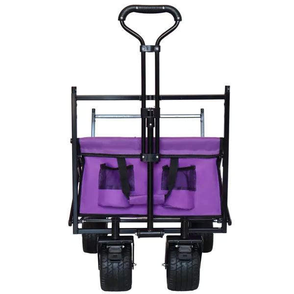 Collapsible Wagon with Canopy, Wagon Stroller with All-Terrain Wheels,Purple - Image 4