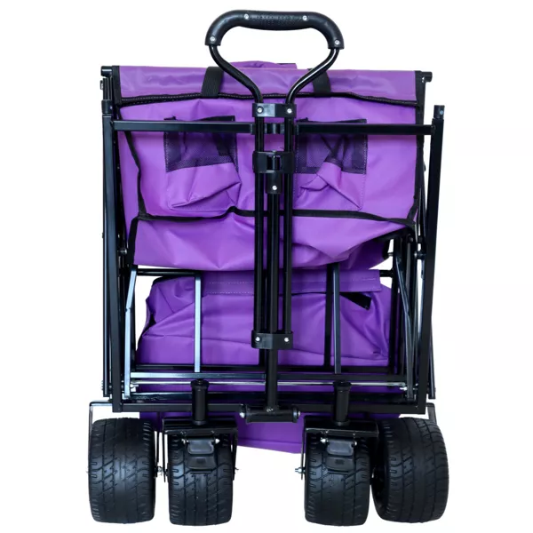 Collapsible Wagon with Canopy, Wagon Stroller with All-Terrain Wheels,Purple - Image 5