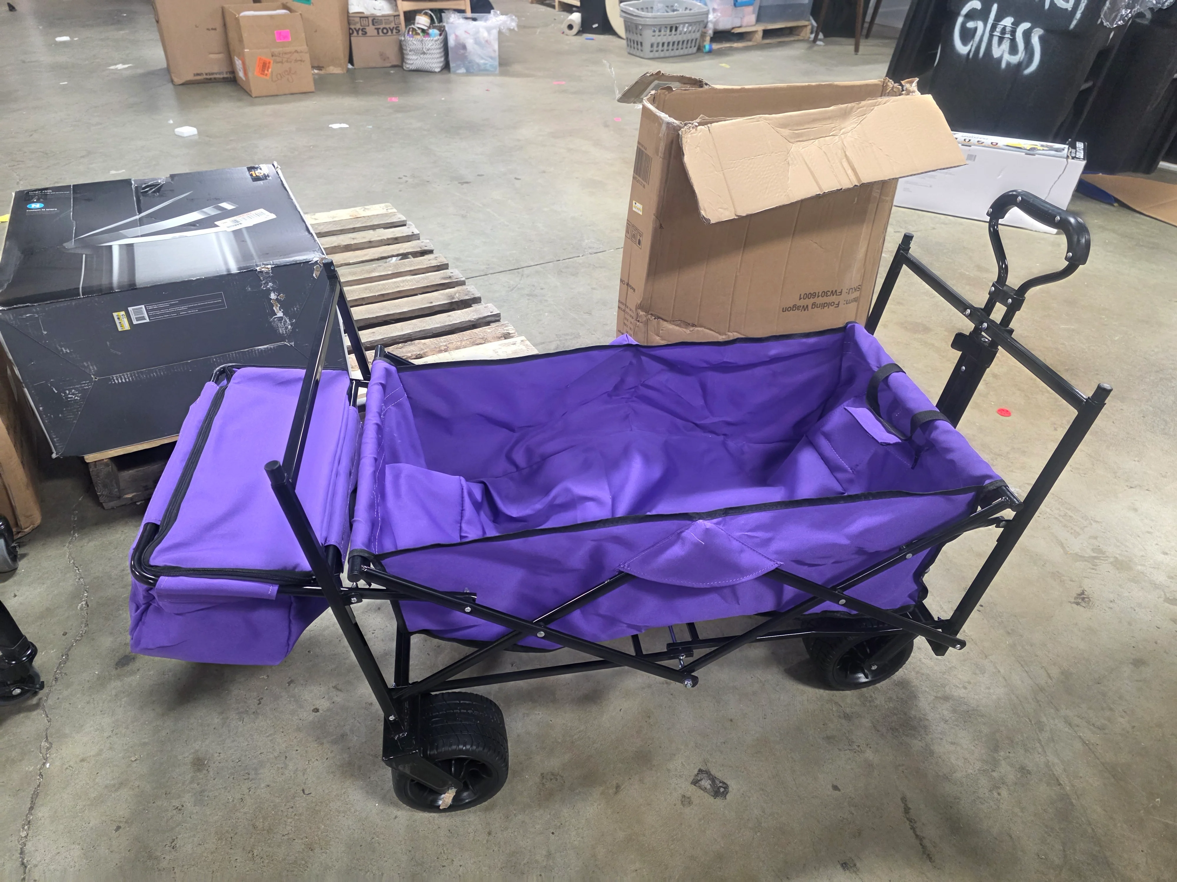 Collapsible Wagon with Canopy, Wagon Stroller with All-Terrain Wheels,Purple - Image 6
