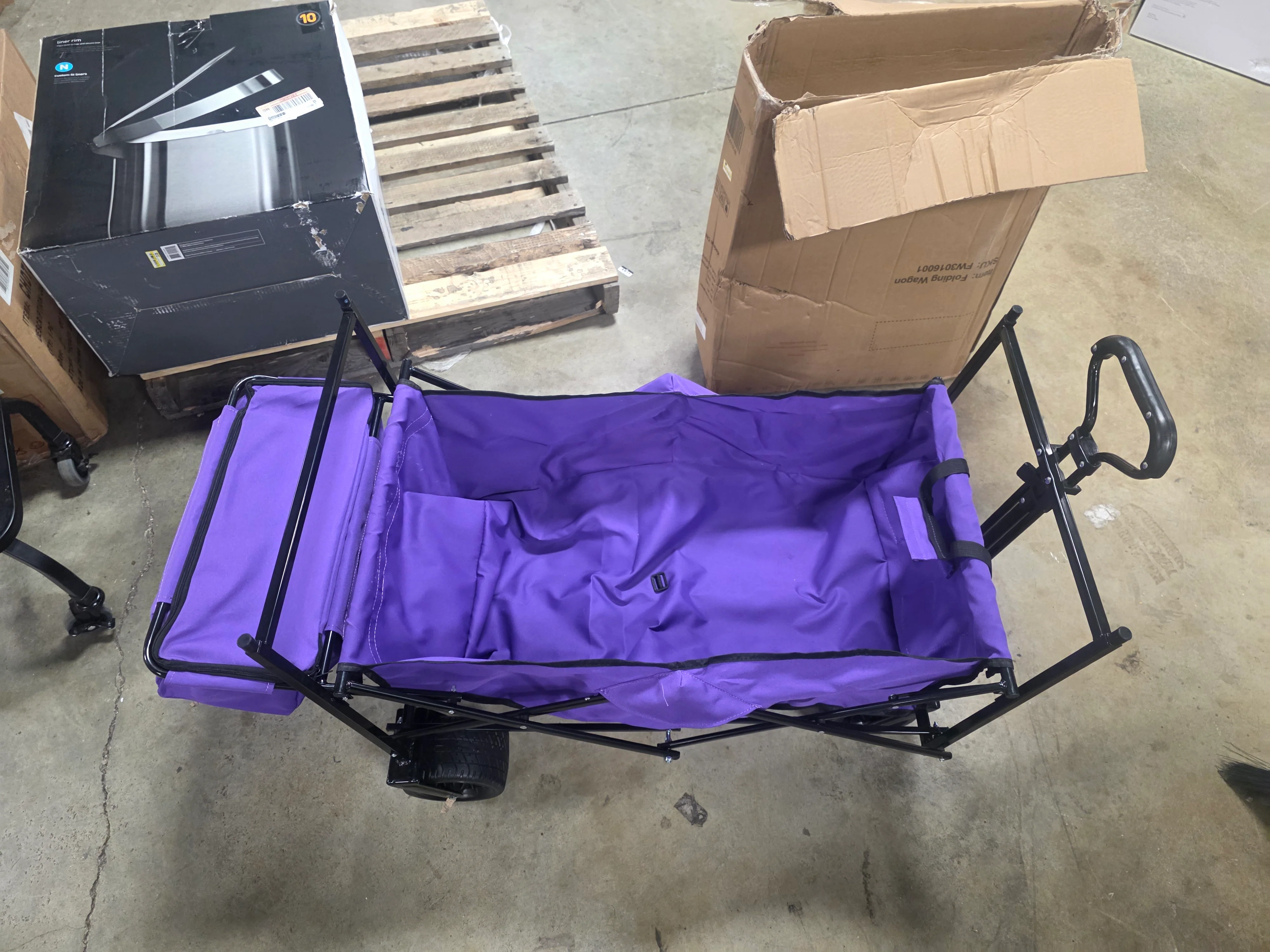 Collapsible Wagon with Canopy, Wagon Stroller with All-Terrain Wheels,Purple - Image 7