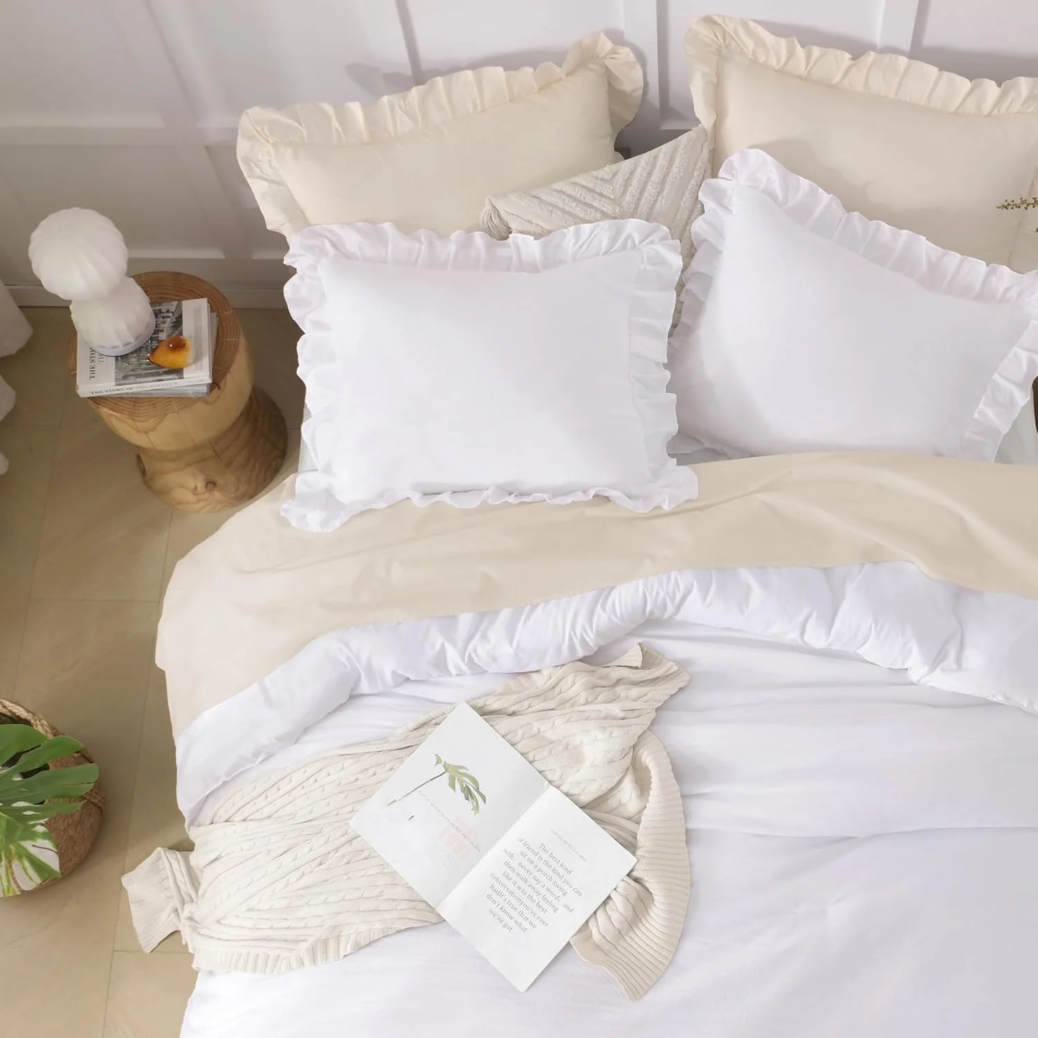 Comforter Full Size Set White, 3 Pieces Ruffle - Image 4