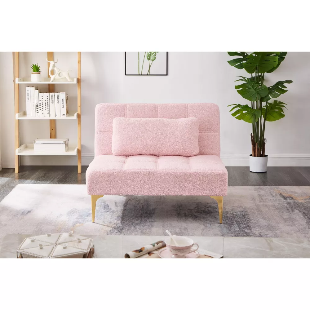 Convertible Single Sofa Bed Futon, 1-Piece, Pink