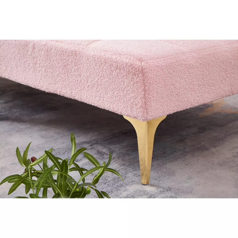 Convertible Single Sofa Bed Futon, 1-Piece, Pink - Image 5